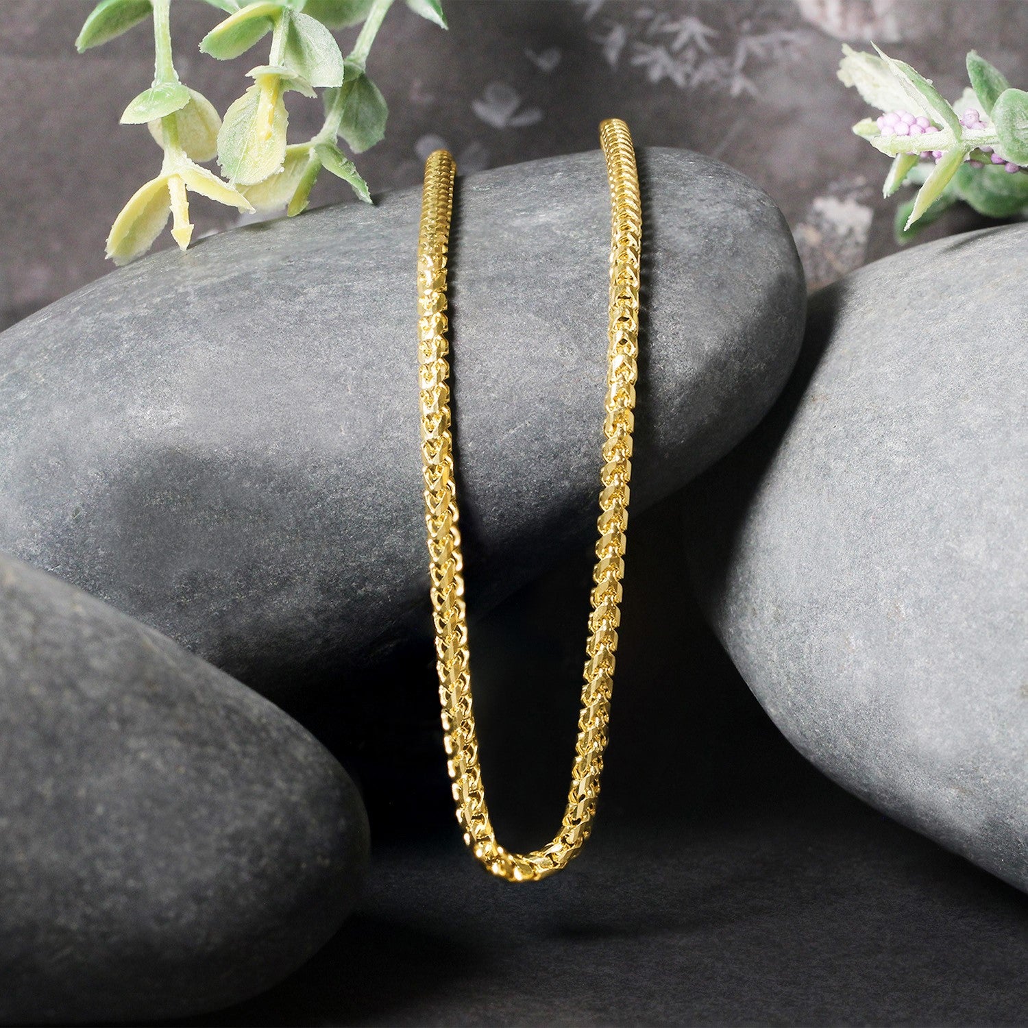 14K Yellow Gold Solid Diamond Cut Round Franco Chain Necklace (2.70mm)