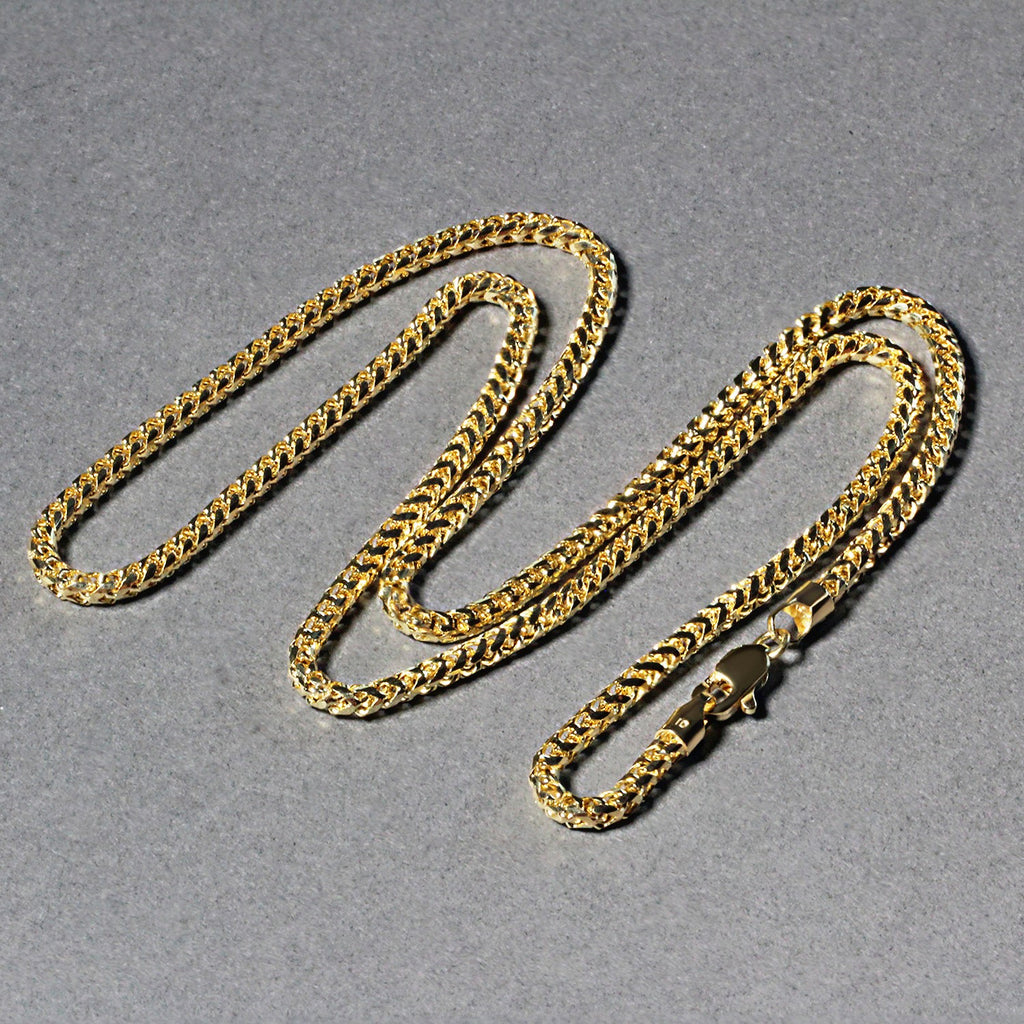 14K Yellow Gold Solid Diamond Cut Round Franco Chain Necklace (2.70mm)