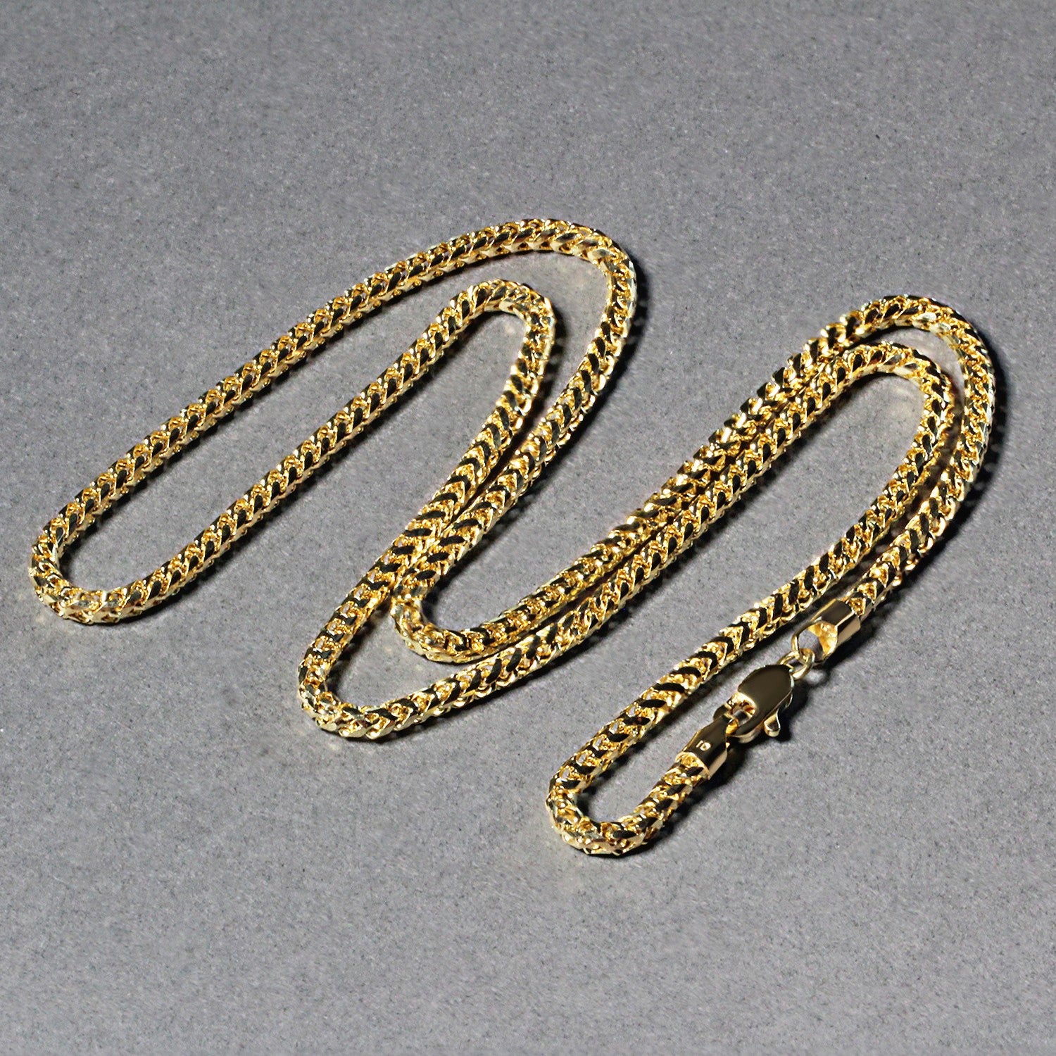 14K Yellow Gold Solid Diamond Cut Round Franco Chain Necklace (2.70mm)