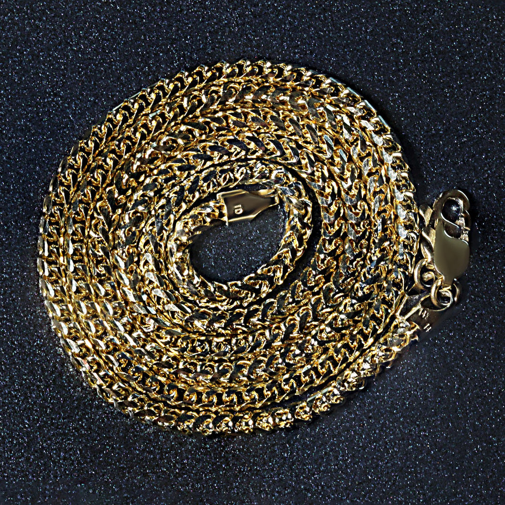 14K Yellow Gold Solid Diamond Cut Round Franco Chain Necklace (2.70mm)