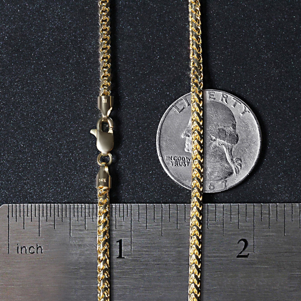 14K Yellow Gold Solid Diamond Cut Round Franco Chain Necklace (2.70mm)