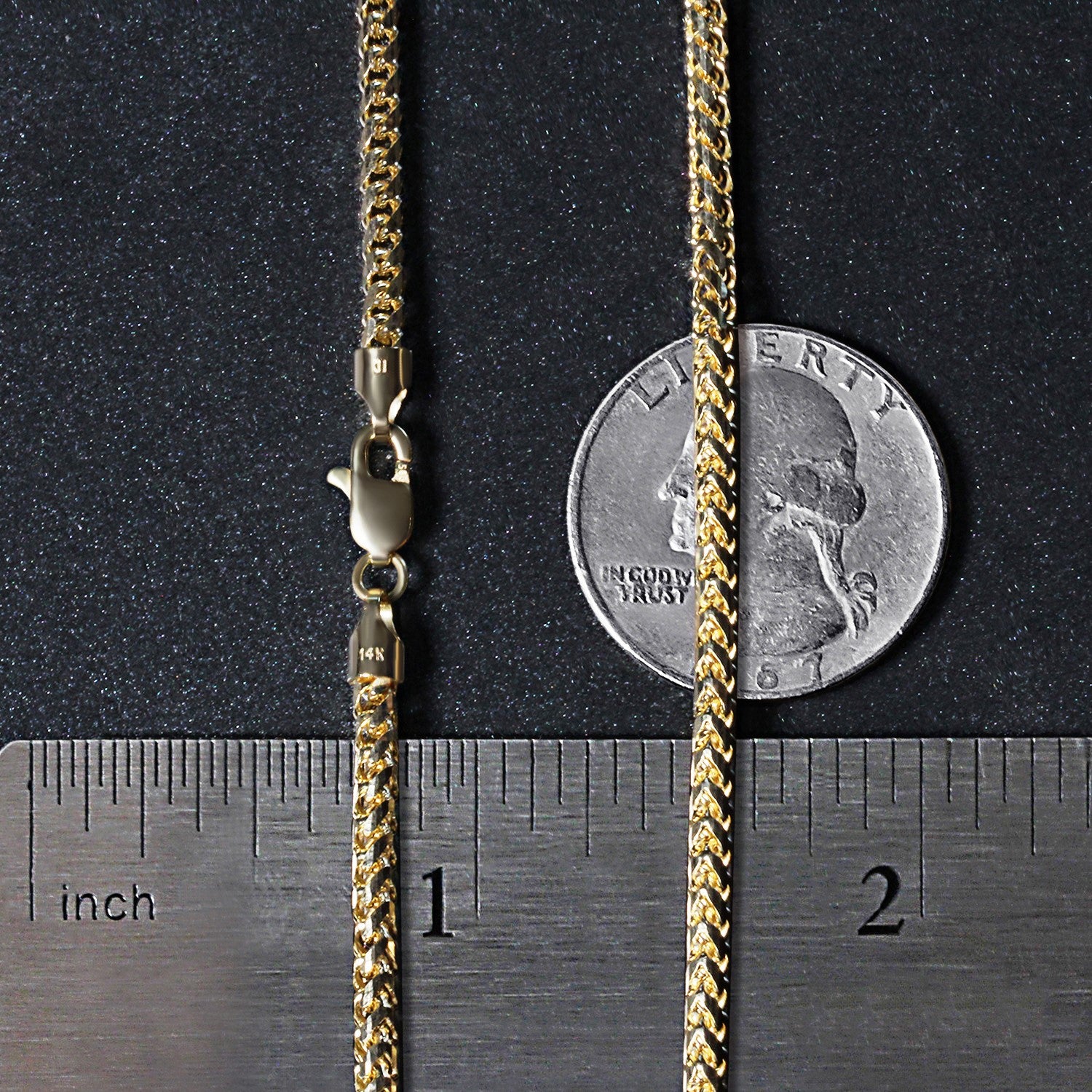 14K Yellow Gold Solid Diamond Cut Round Franco Chain Necklace (2.70mm)