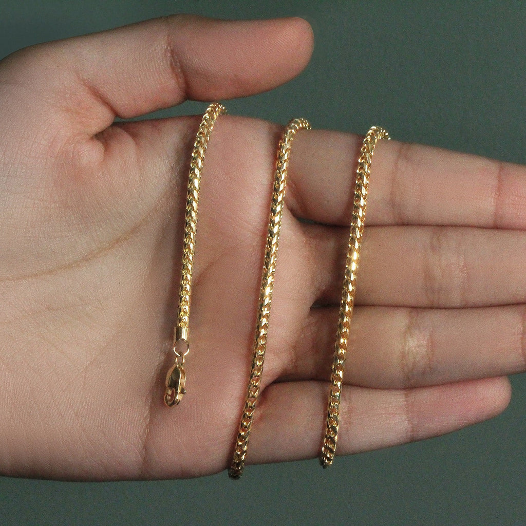 14K Yellow Gold Solid Diamond Cut Round Franco Chain Necklace (2.70mm)