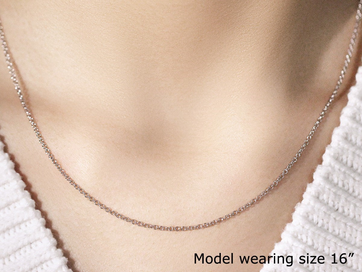 14K White Gold Round Cable Link Chain Necklace (1.50 mm)