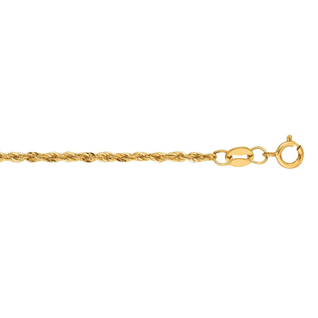 14K Yellow Gold Lite Rope Chain Bracelet (1.50mm)
