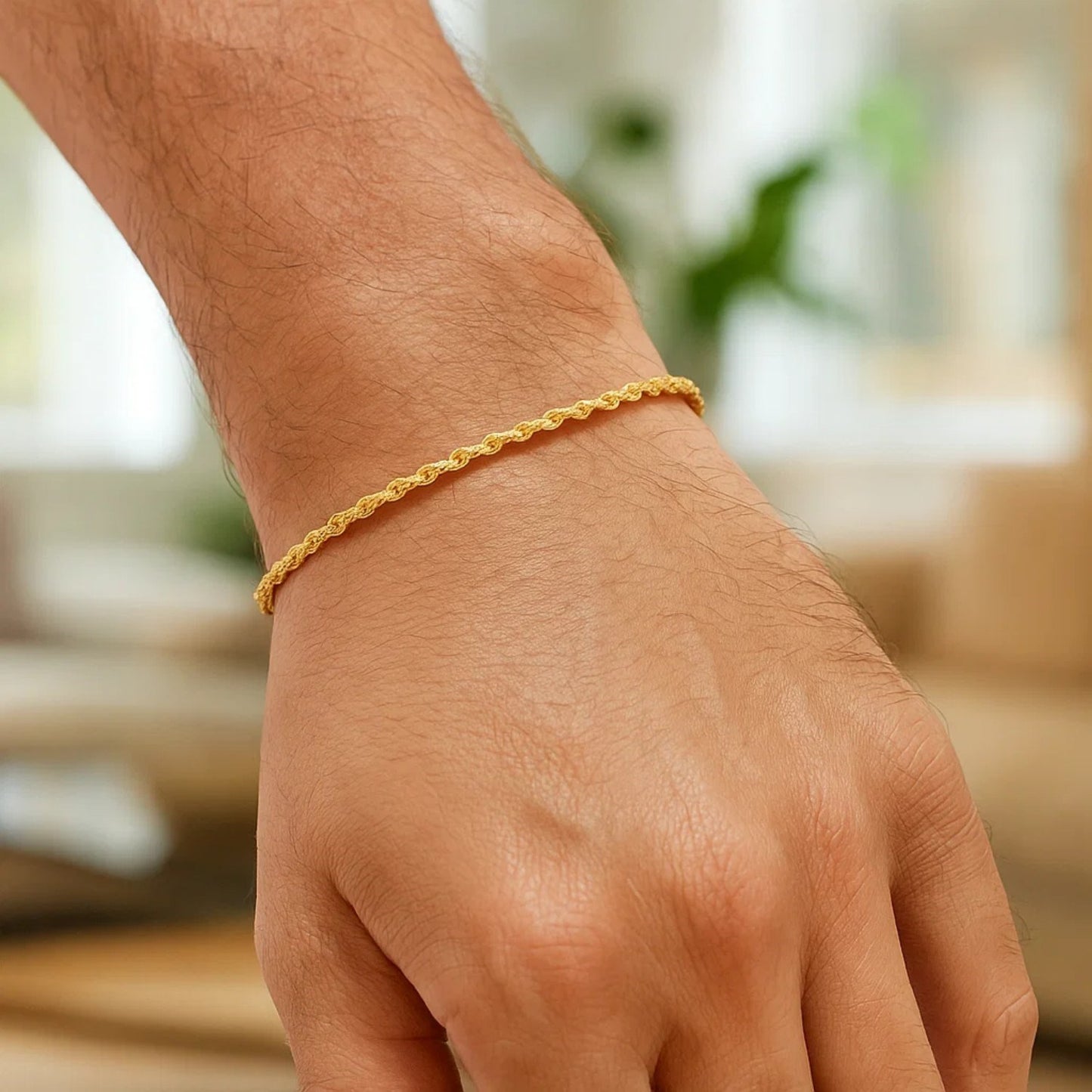14K Yellow Gold Lite Rope Chain Bracelet (1.50mm)