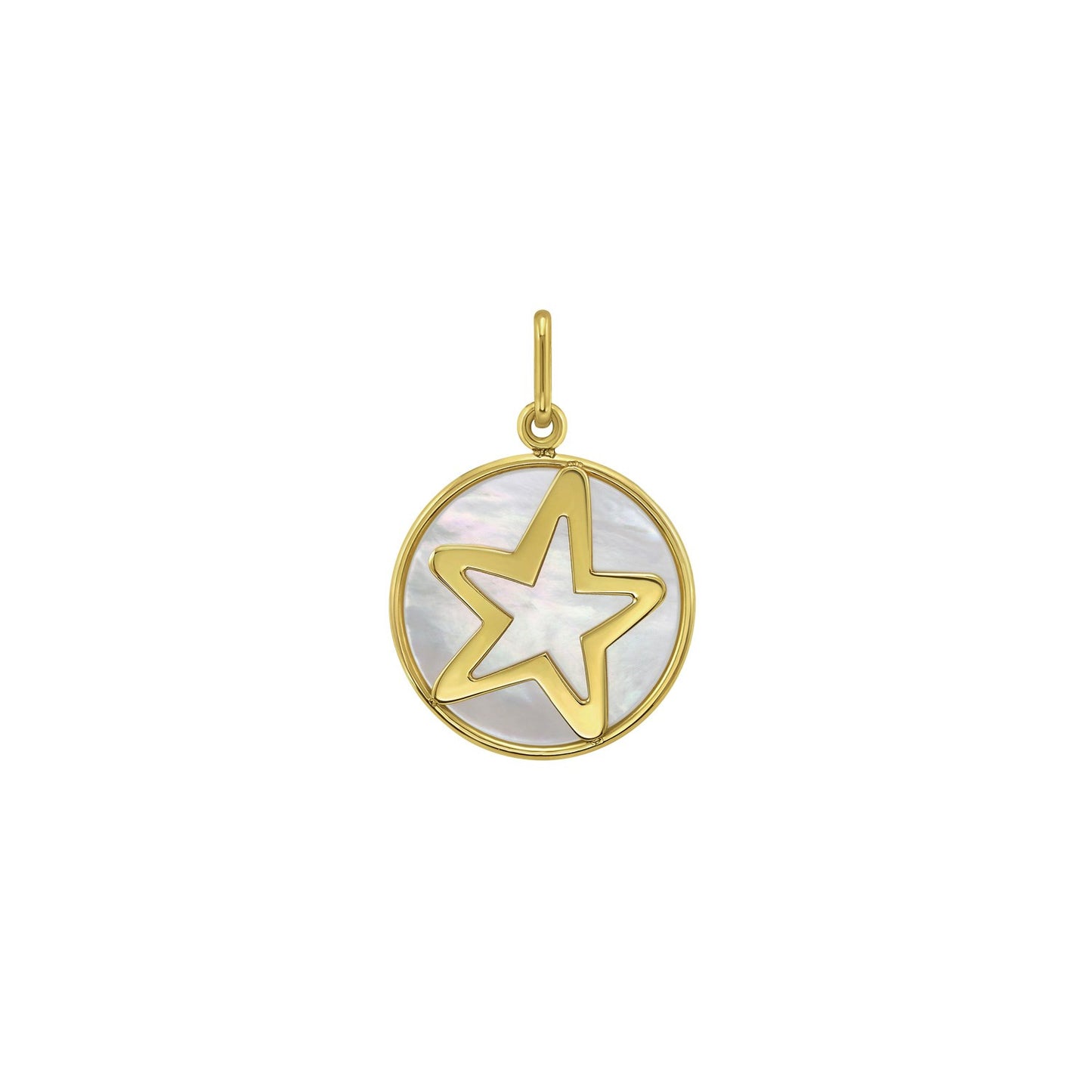 14K Yellow Gold Starfish Mother of Pearl Charm Pendant