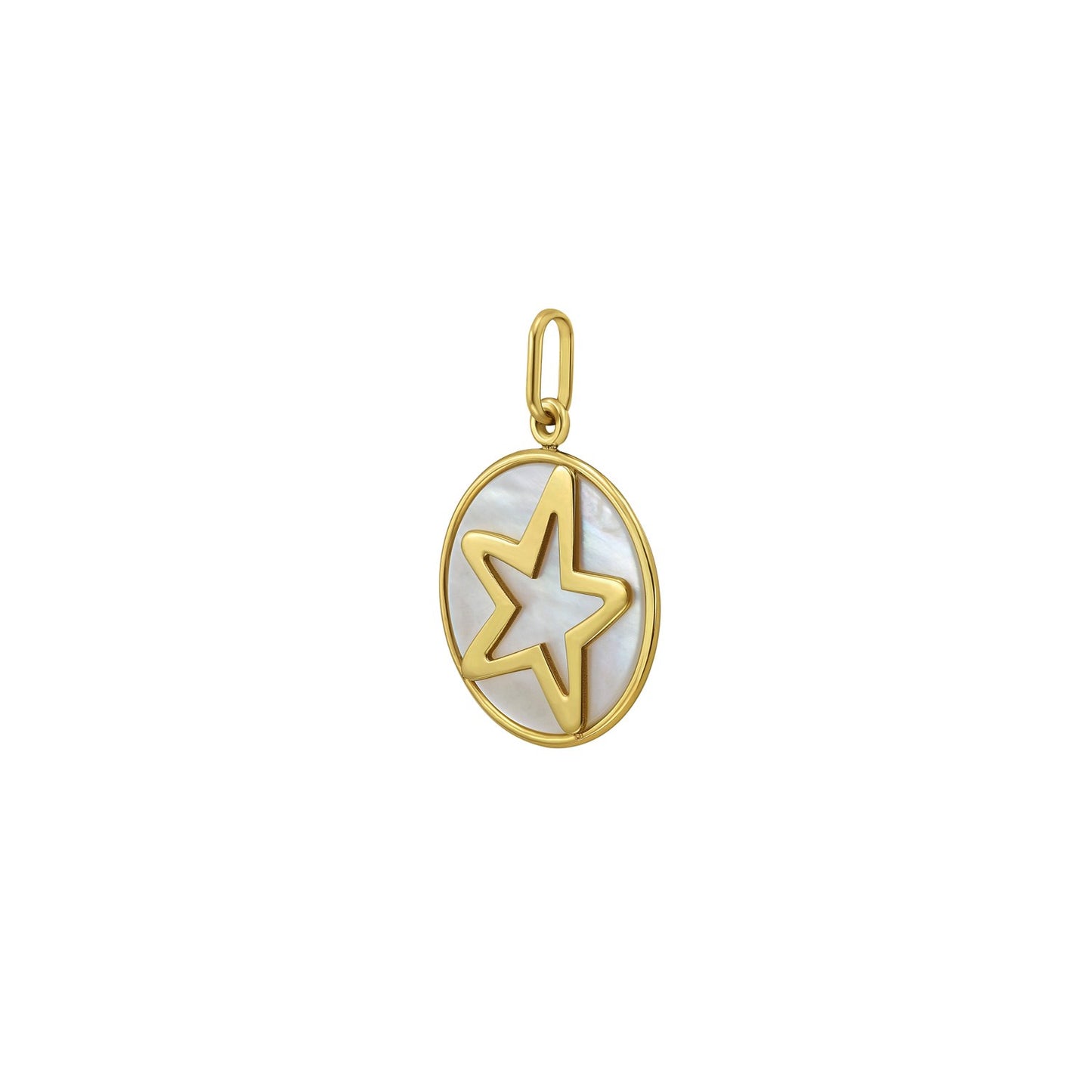 14K Yellow Gold Starfish Mother of Pearl Charm Pendant