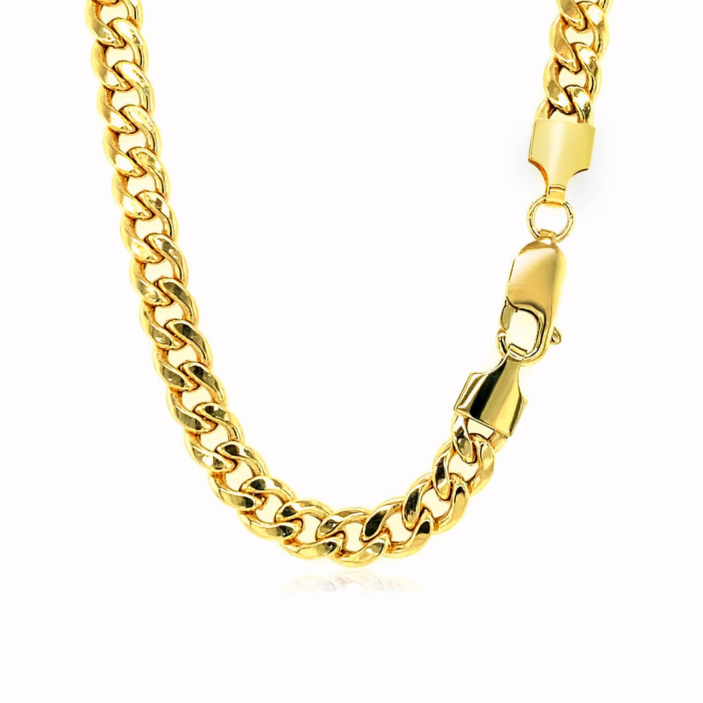 14K Yellow Gold Semi Solid Miami Cuban Chain Necklace (5.50mm) – True Pure Gold