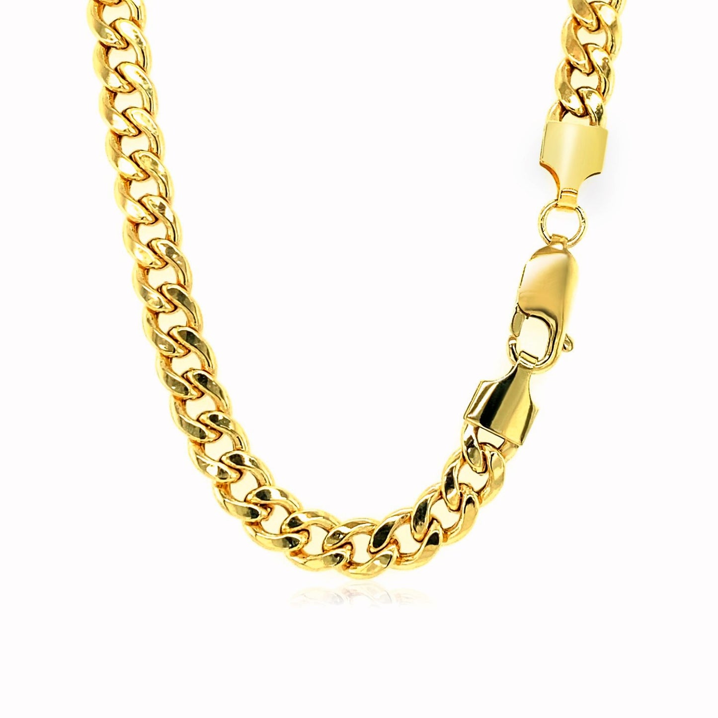 14K Yellow Gold Semi Solid Miami Cuban Chain Necklace (5.50mm) – True Pure Gold