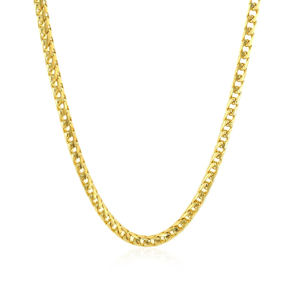 14K Yellow Gold Solid Diamond Cut Round Franco Chain Necklace (3.10mm)