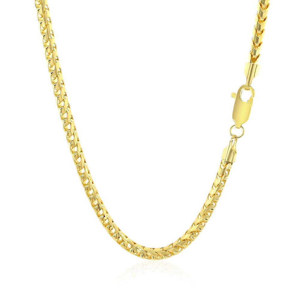 14K Yellow Gold Solid Diamond Cut Round Franco Chain Necklace (3.10mm)