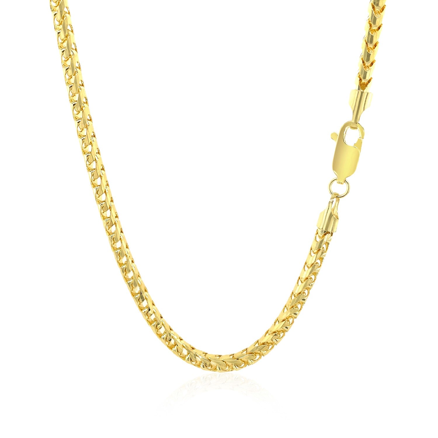 14K Yellow Gold Solid Diamond Cut Round Franco Chain Necklace (3.10mm)
