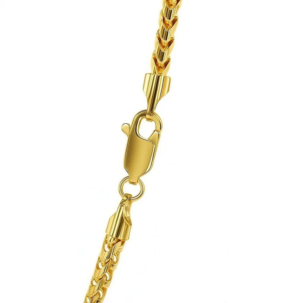 14K Yellow Gold Solid Diamond Cut Round Franco Chain Necklace (3.10mm)