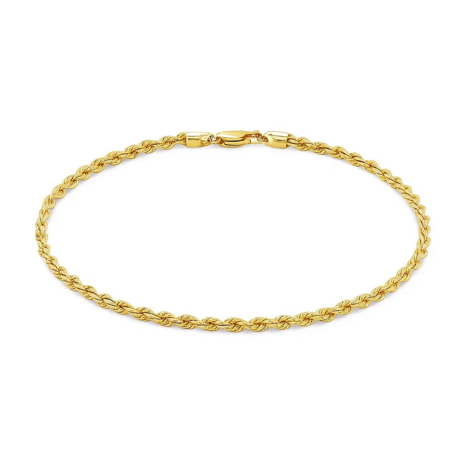 10K Yellow Gold Solid Diamond Cut Rope Bracelet (3.00mm)