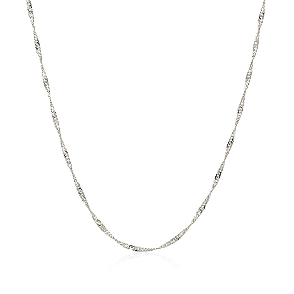 14K White Gold Singapore Chain 1.30mm | Solid Gold, Lobster Clasp