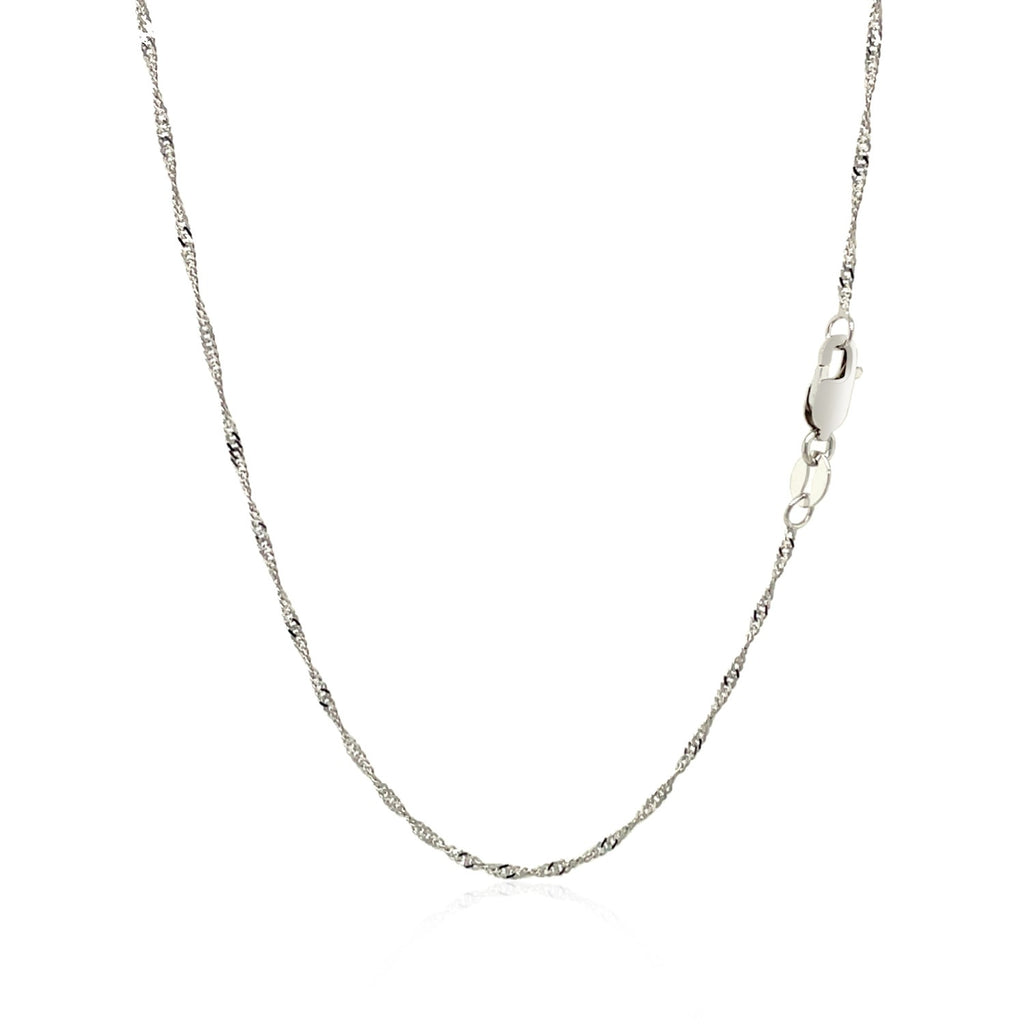 14K White Gold Singapore Chain 1.30mm | Solid Gold, Lobster Clasp