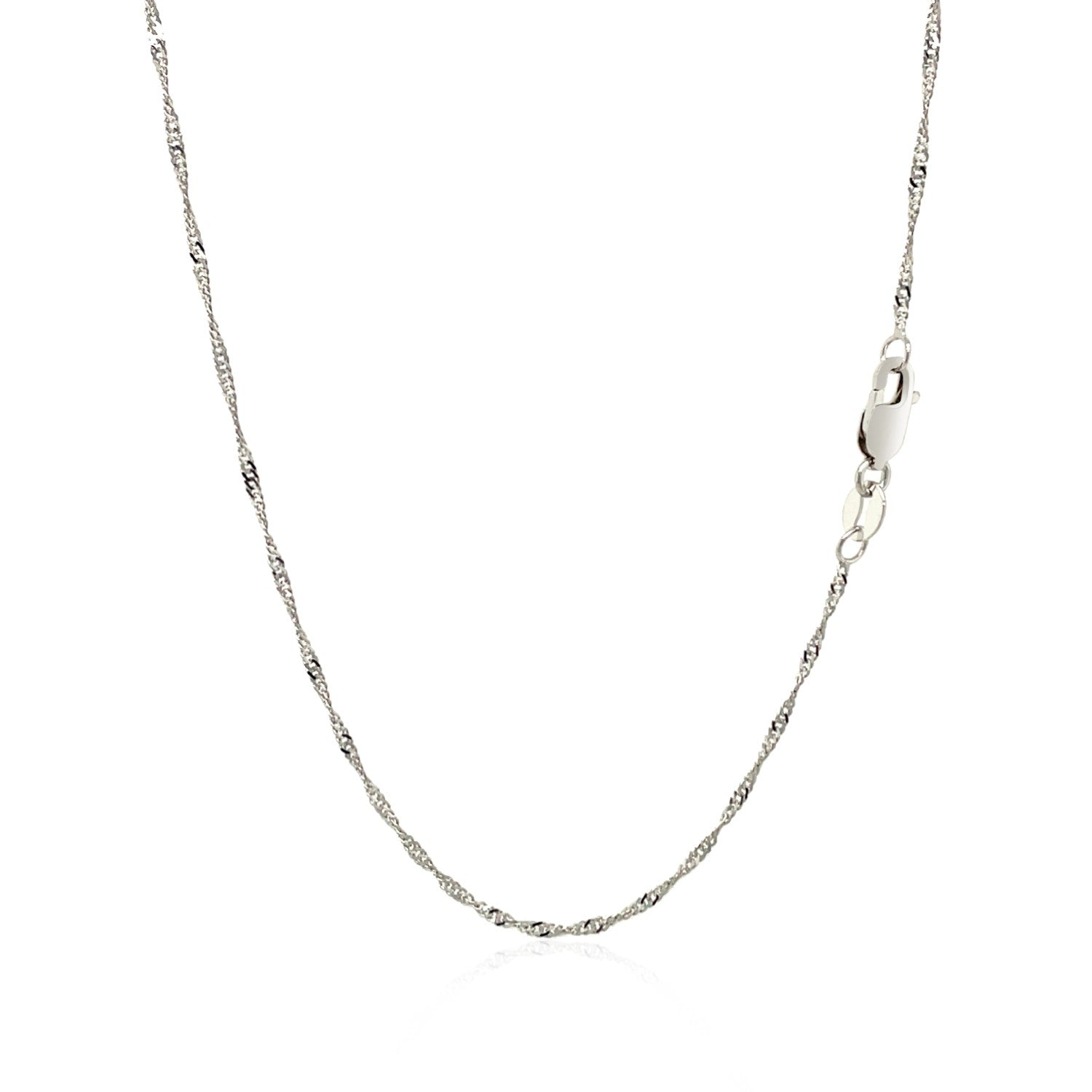14K White Gold Singapore Chain 1.30mm | Solid Gold, Lobster Clasp