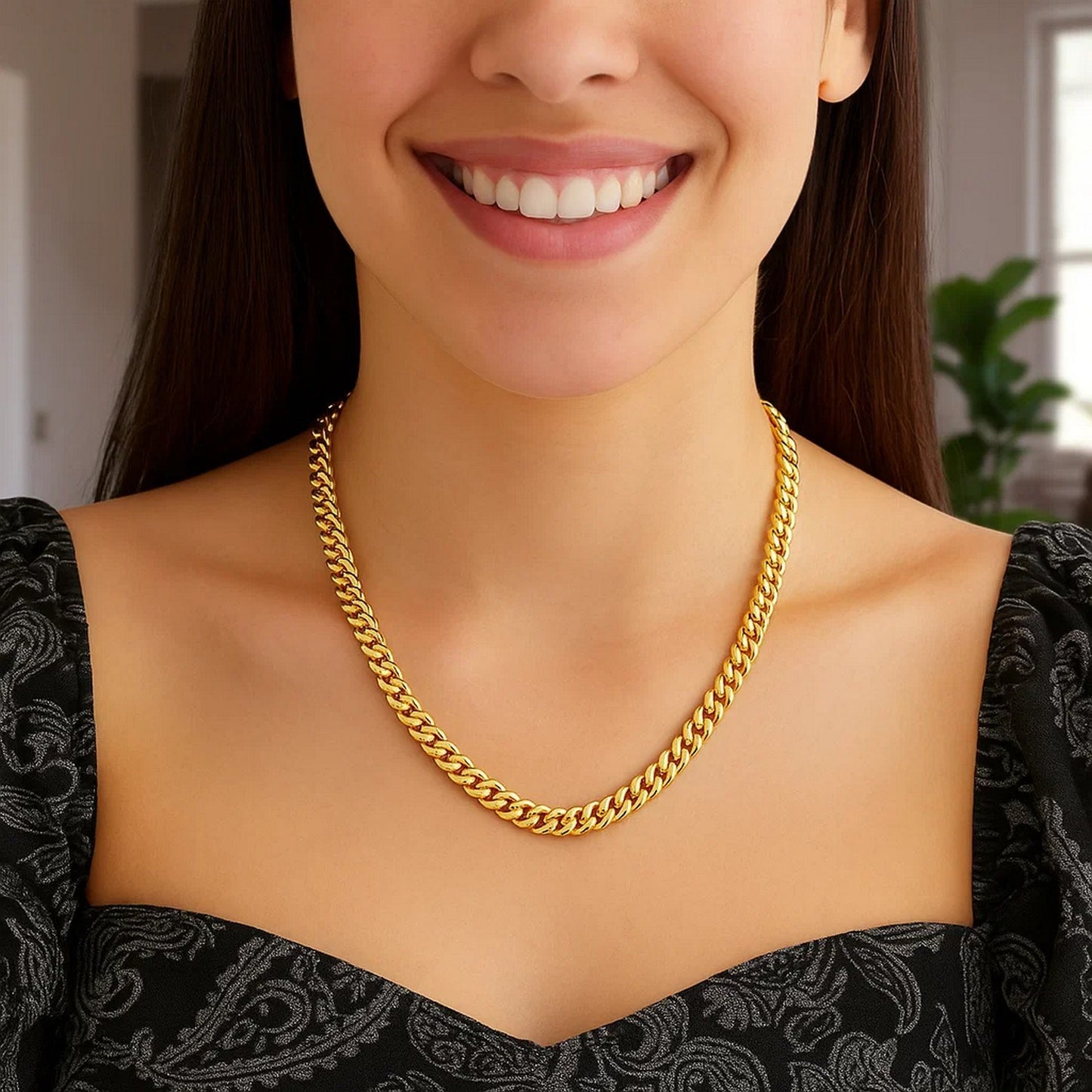 14K Yellow Gold Semi Solid Miami Cuban Chain Necklace (6.60mm) – True Pure Gold