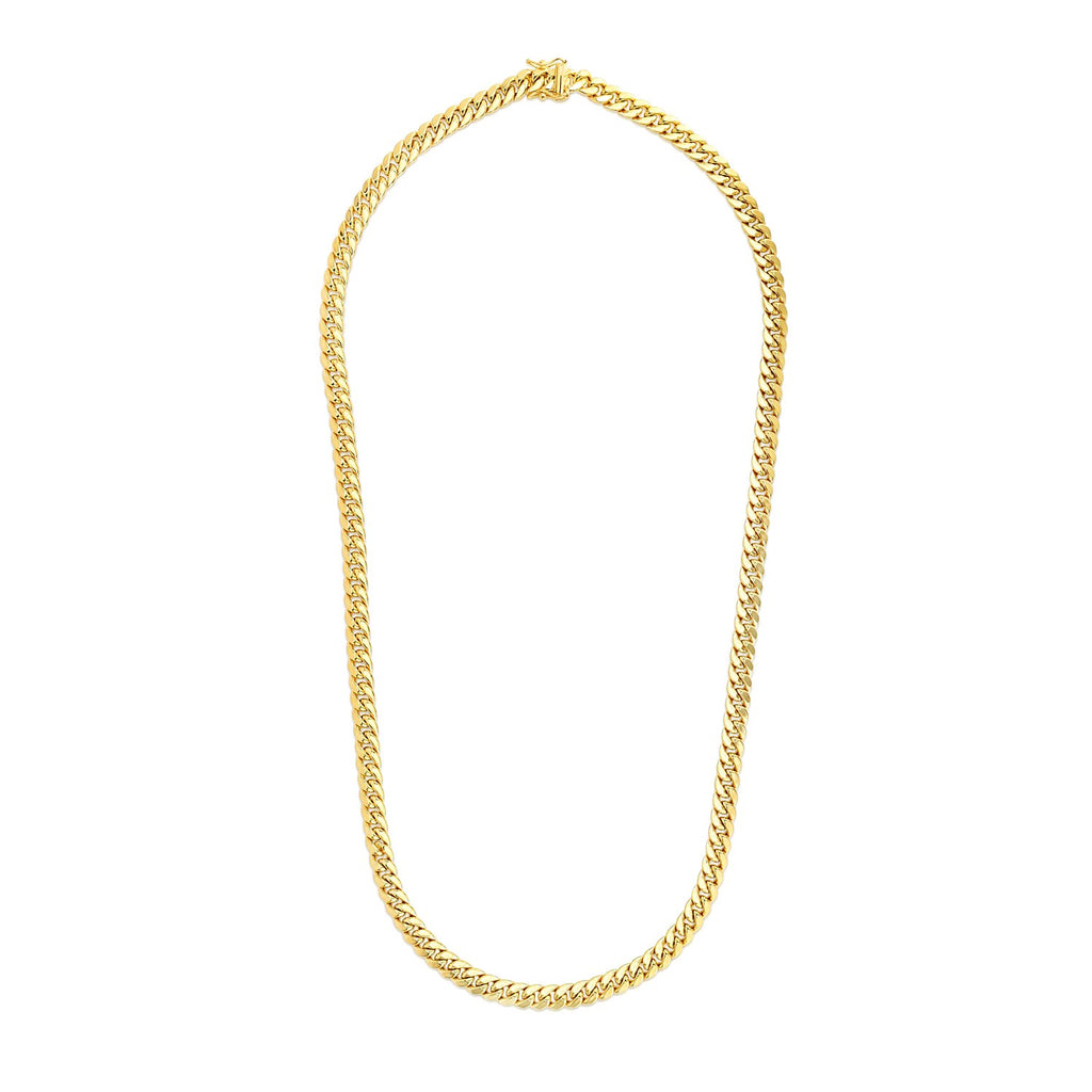 14K Yellow Gold Semi Solid Miami Cuban Chain Necklace (6.60mm) – True Pure Gold