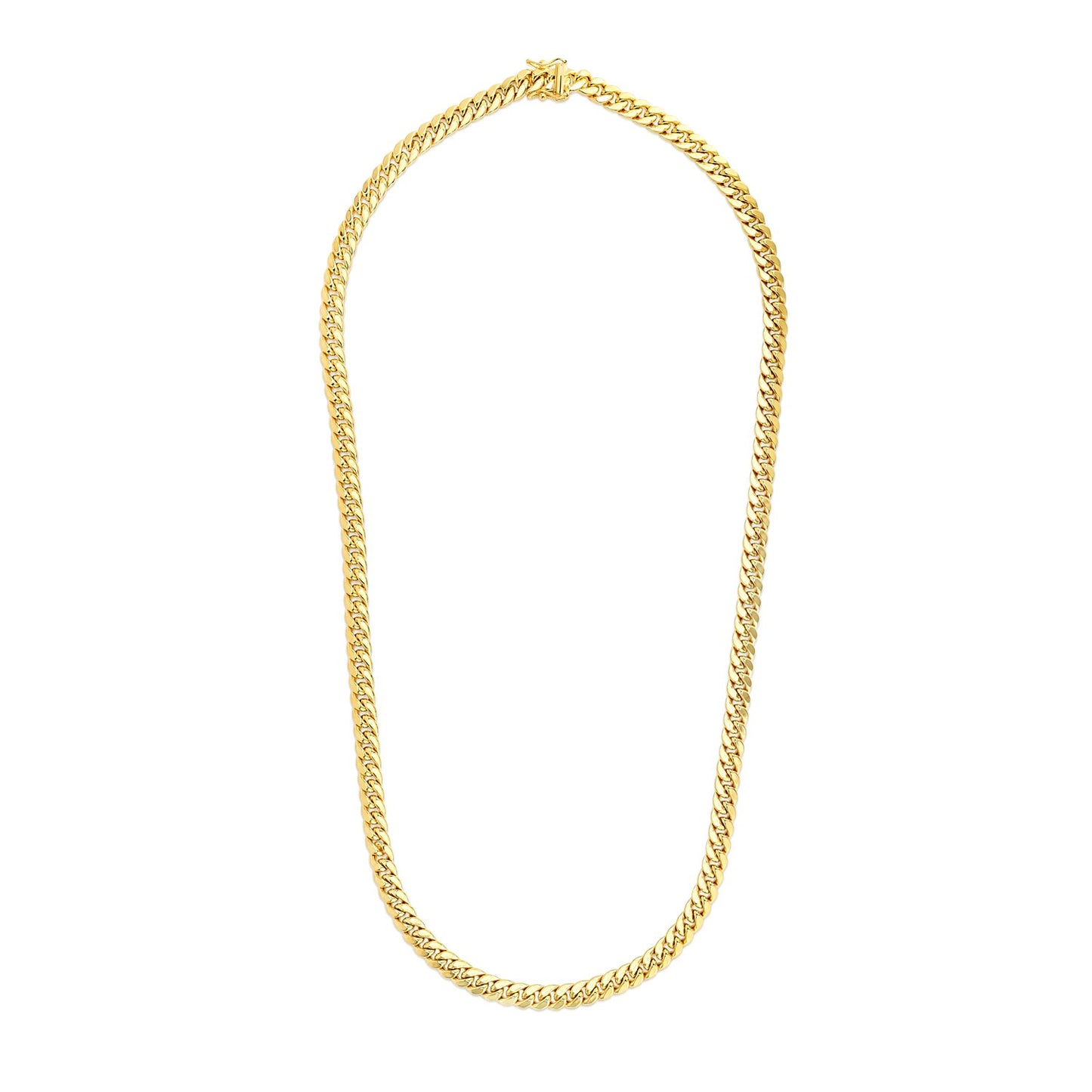 14K Yellow Gold Semi Solid Miami Cuban Chain Necklace (6.60mm) – True Pure Gold