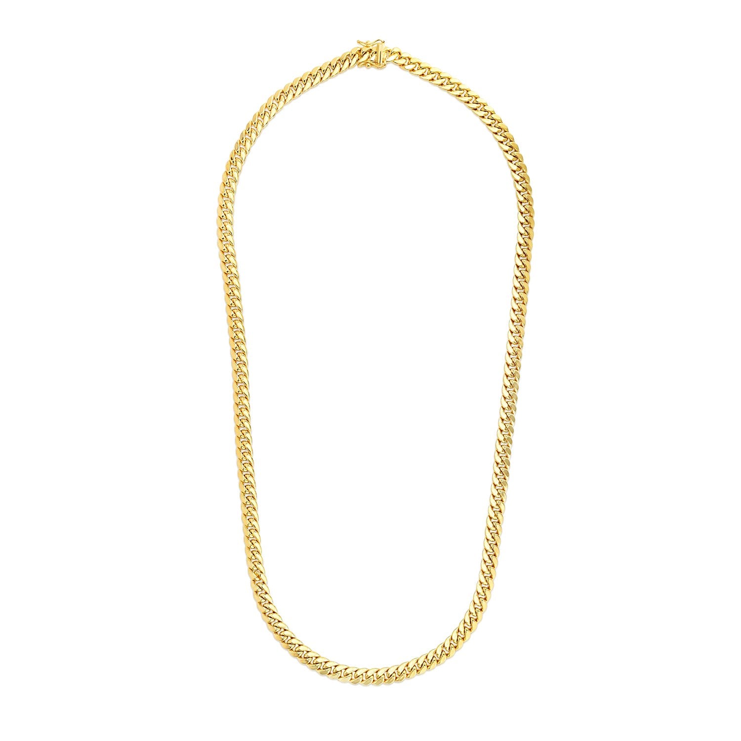 14K Yellow Gold Semi Solid Miami Cuban Chain Necklace (6.60mm) – True Pure Gold