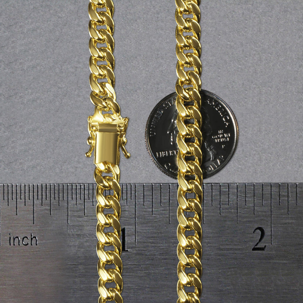 14K Yellow Gold Semi Solid Miami Cuban Chain Necklace (6.60mm) – True Pure Gold