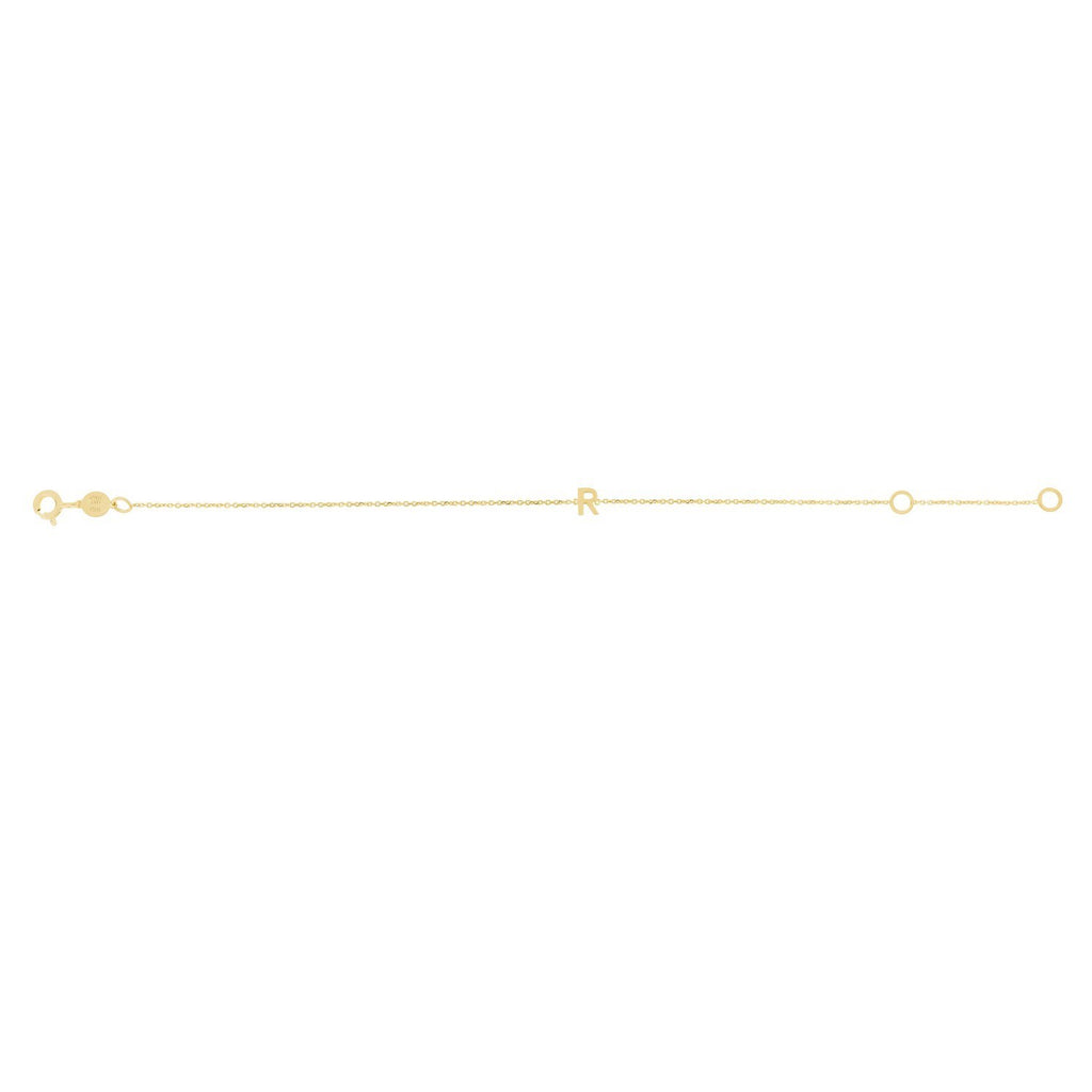 14K Yellow Gold Women's Mini Initial R Bracelet – 7 Inches – 14K Gold
