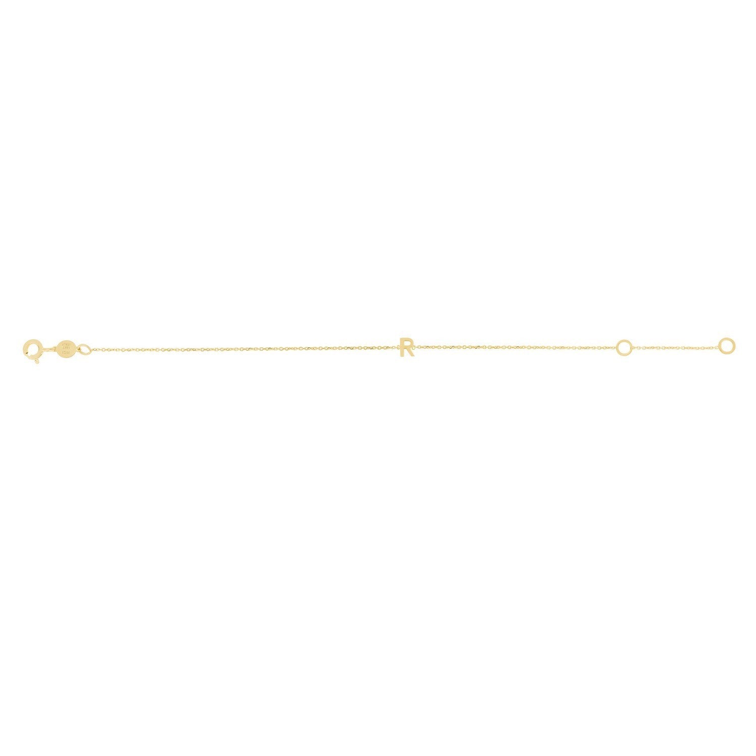 14K Yellow Gold Women's Mini Initial R Bracelet – 7 Inches – 14K Gold