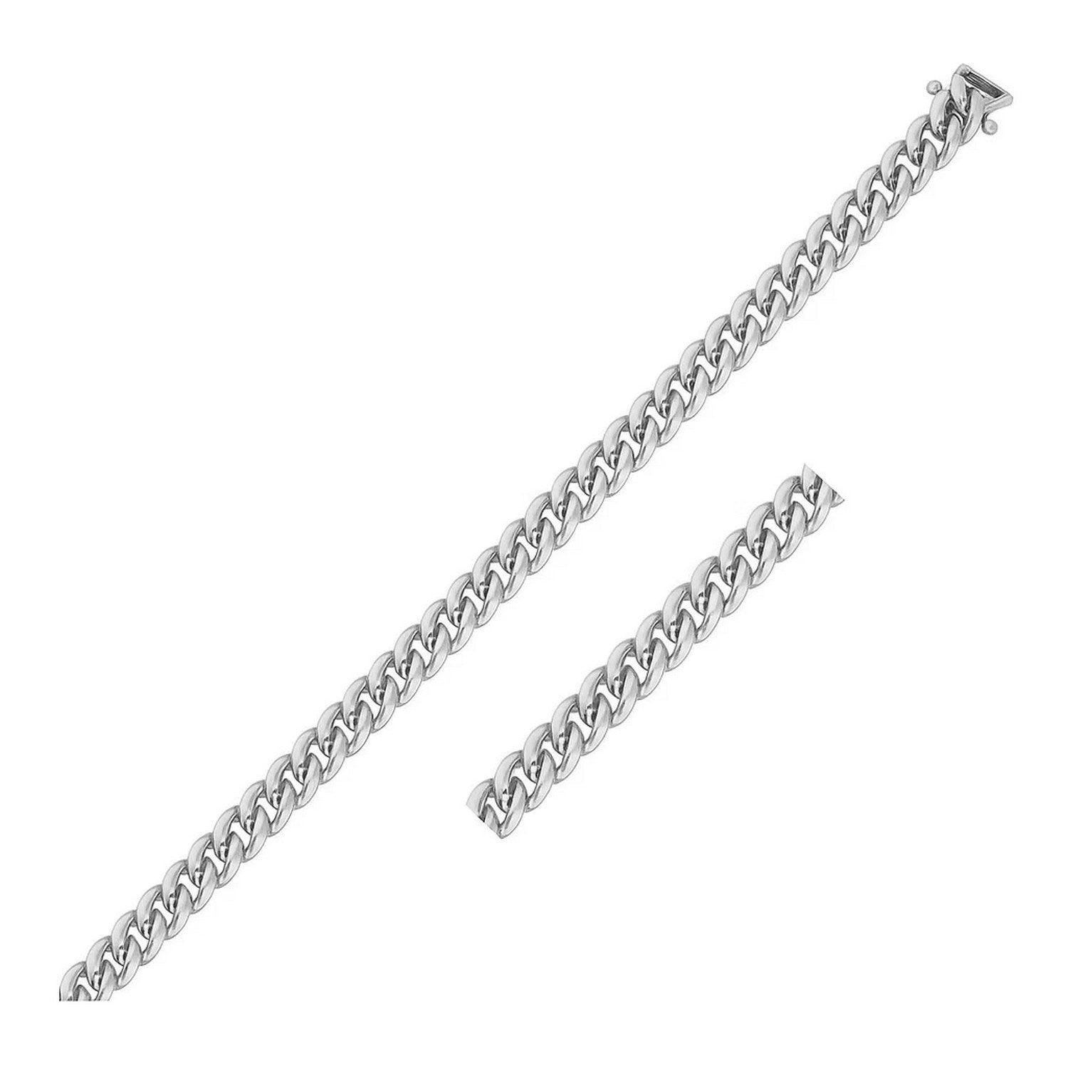 14K White Gold Classic Solid Miami Cuban Chain (5.00mm)