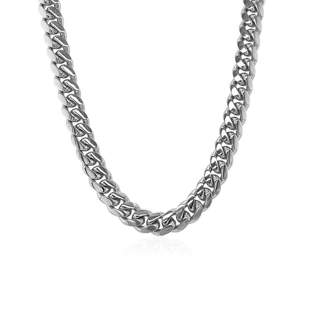 14K White Gold Classic Solid Miami Cuban Chain (5.00mm)