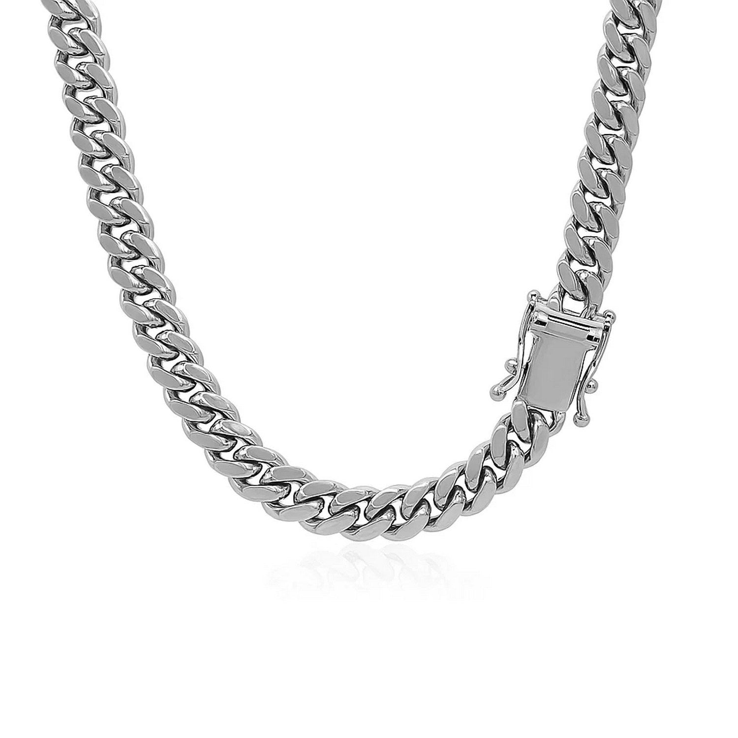 14K White Gold Classic Solid Miami Cuban Chain (5.00mm)