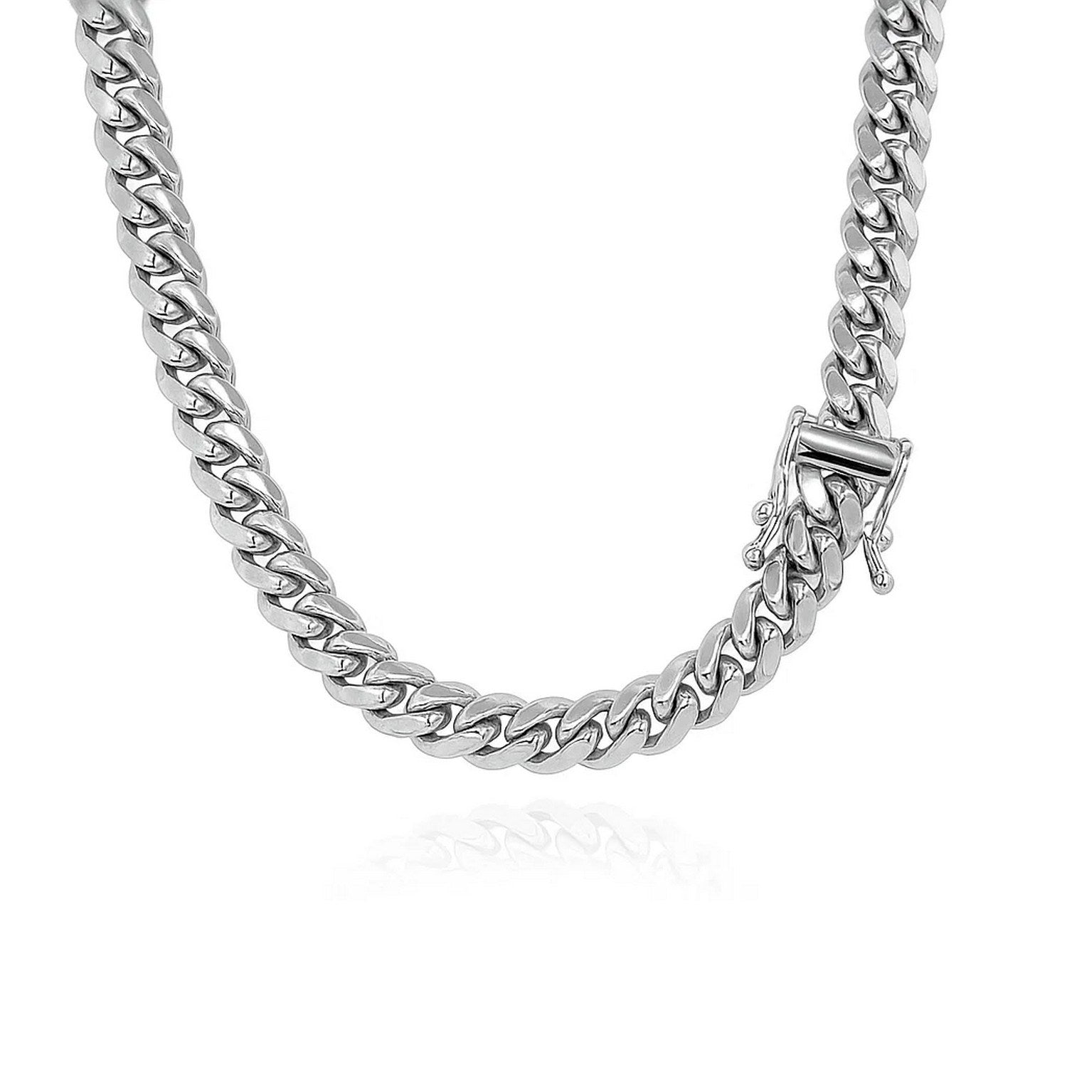14K White Gold Classic Solid Miami Cuban Chain (5.00mm)