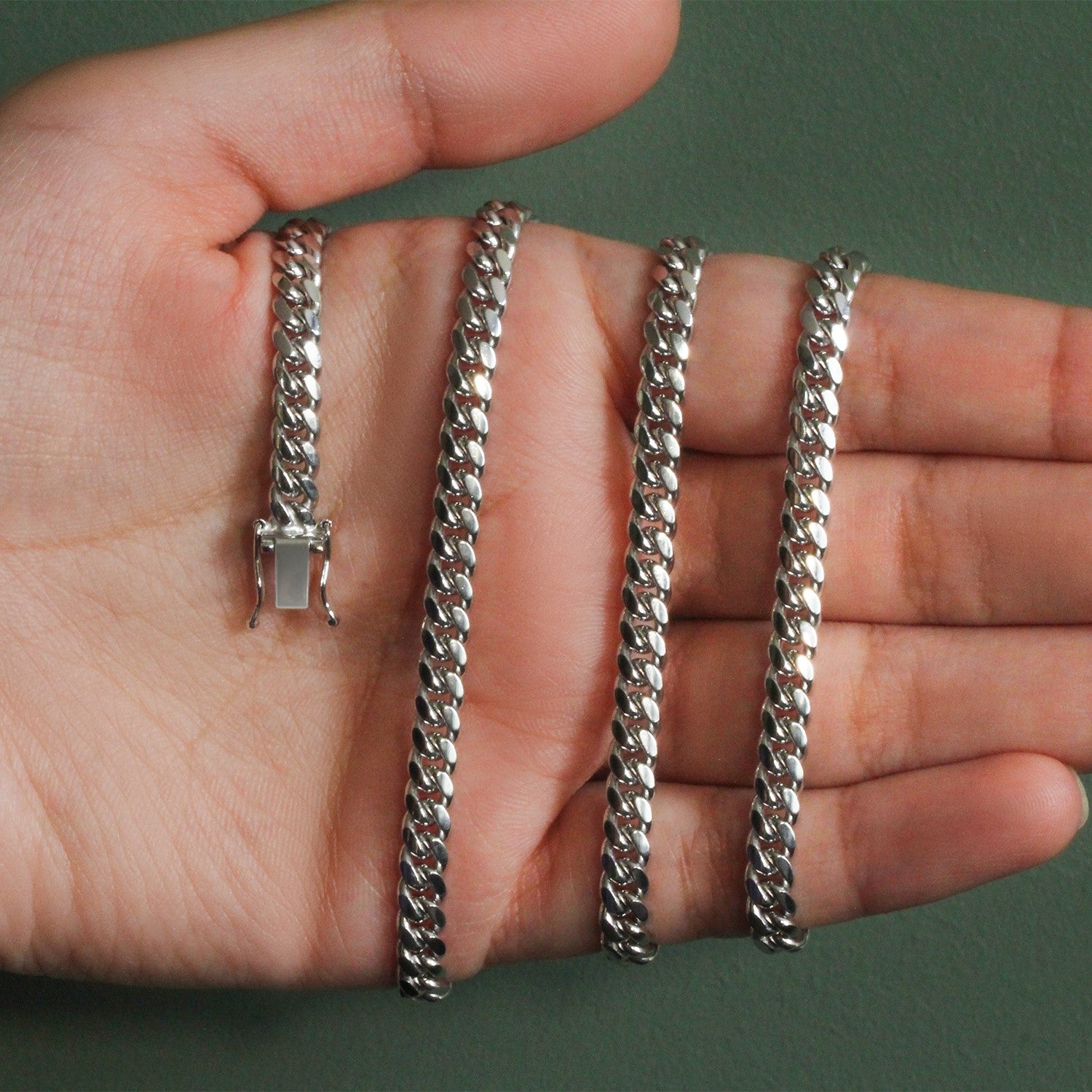 14K White Gold Classic Solid Miami Cuban Chain (5.00mm)