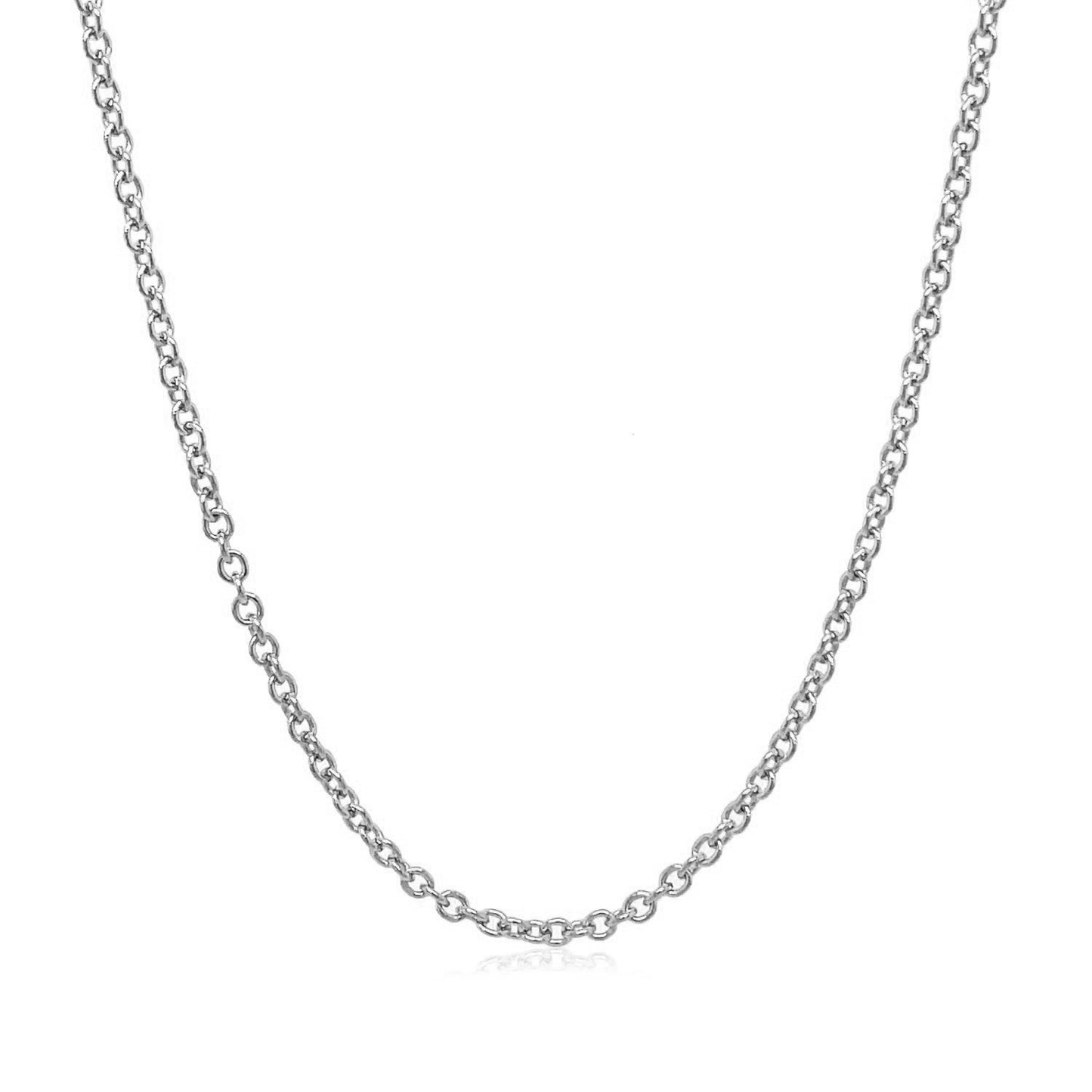 14K White Gold Round Cable Link Chain Necklace (2.40 mm)