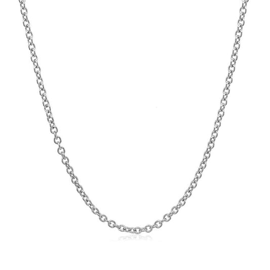 14K White Gold Round Cable Link Chain Necklace (2.40 mm)