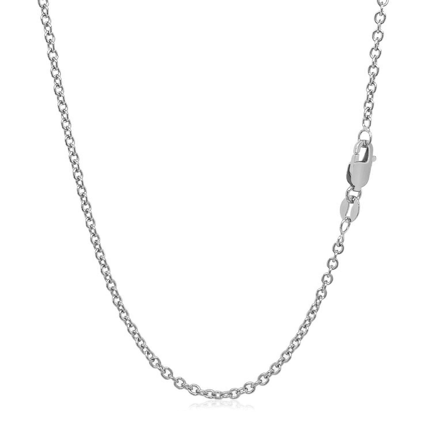 14K White Gold Round Cable Link Chain Necklace (2.40 mm)