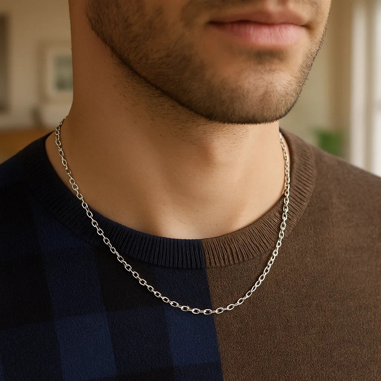 14K White Gold Round Cable Link Chain Necklace (2.40 mm)