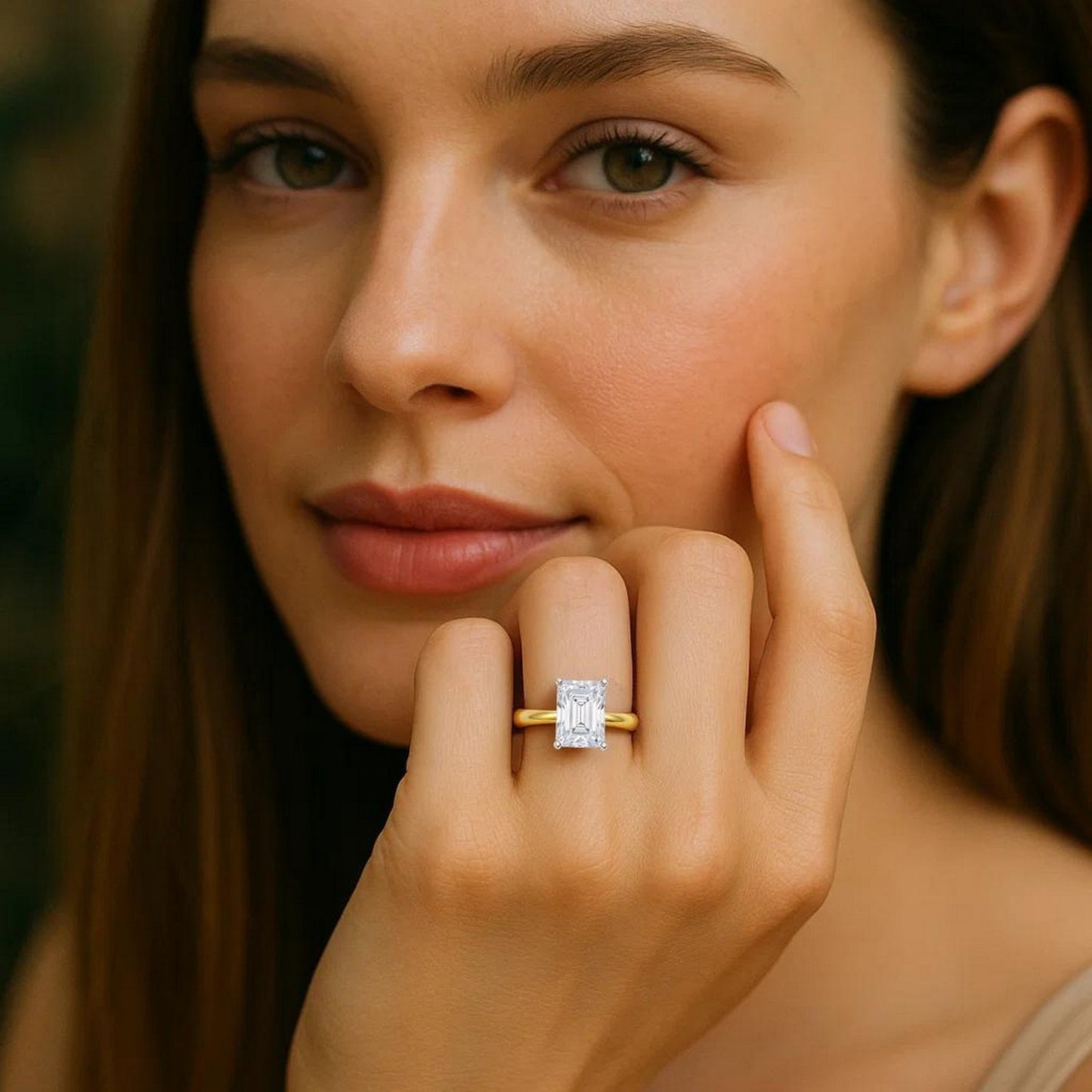 3 Carat Radiant Lab Grown IGI G/VS1 Diamond Solitaire Ring in 14K Yellow Gold