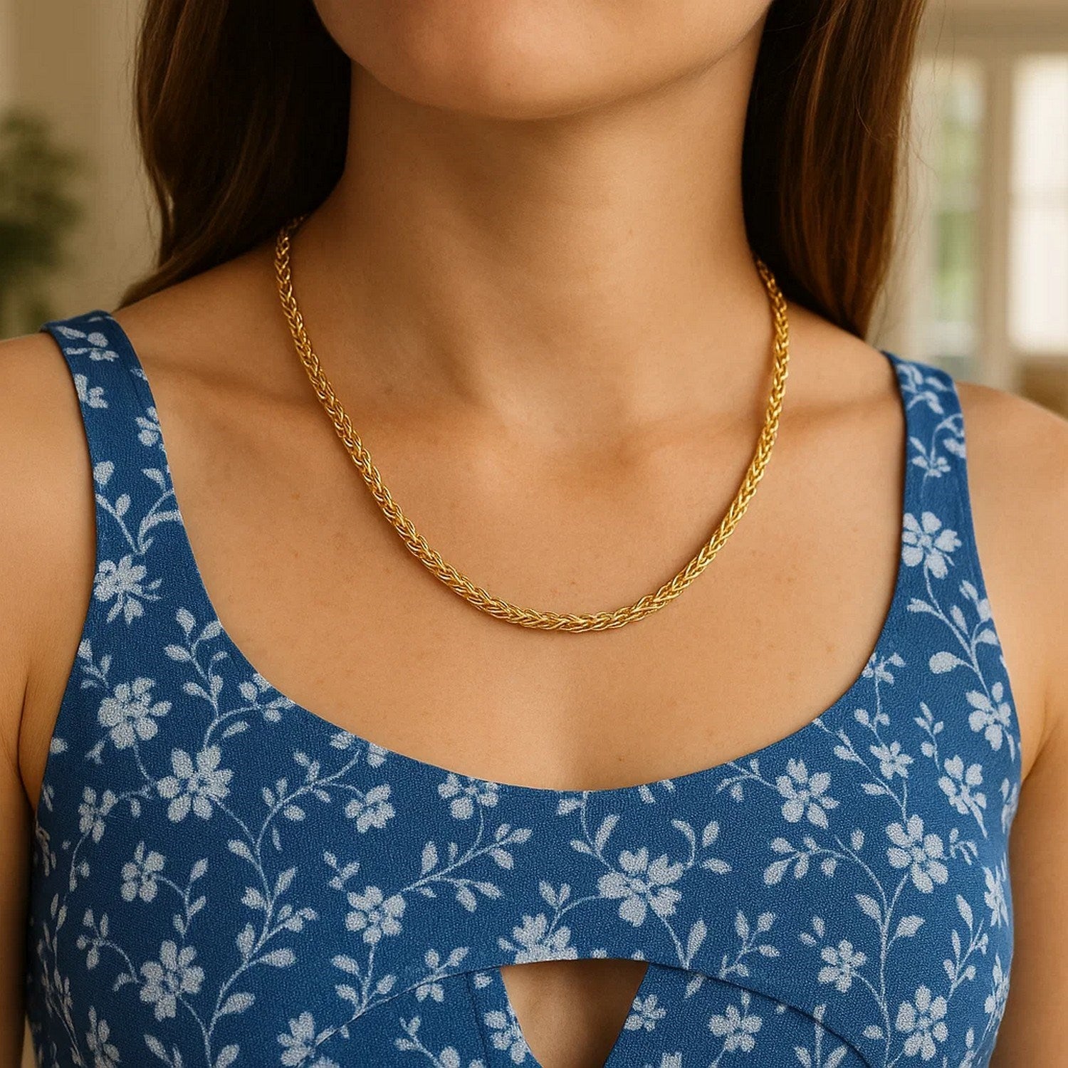 14K Yellow Gold Diamond Cut Round Franco Chain Necklace (3.20mm)