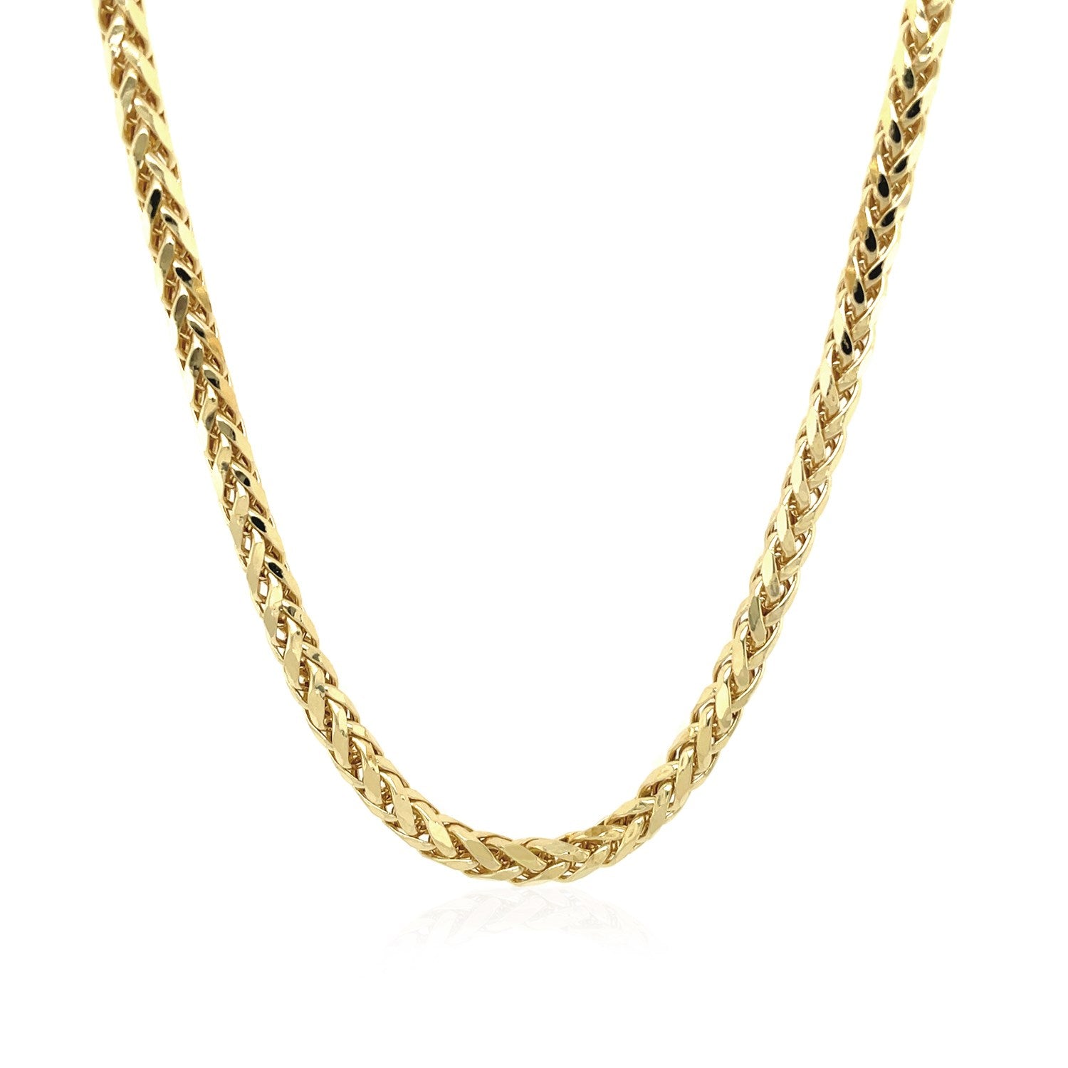 14K Yellow Gold Diamond Cut Round Franco Chain Necklace (3.20mm)