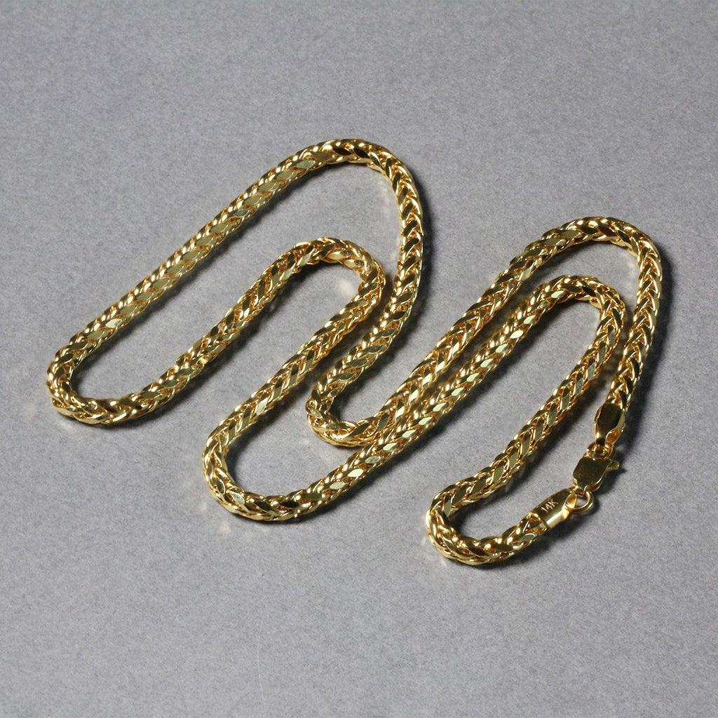 14K Yellow Gold Diamond Cut Round Franco Chain Necklace (3.20mm)