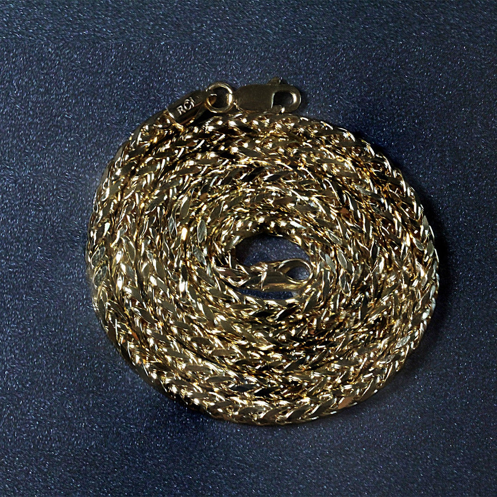 14K Yellow Gold Diamond Cut Round Franco Chain Necklace (3.20mm)
