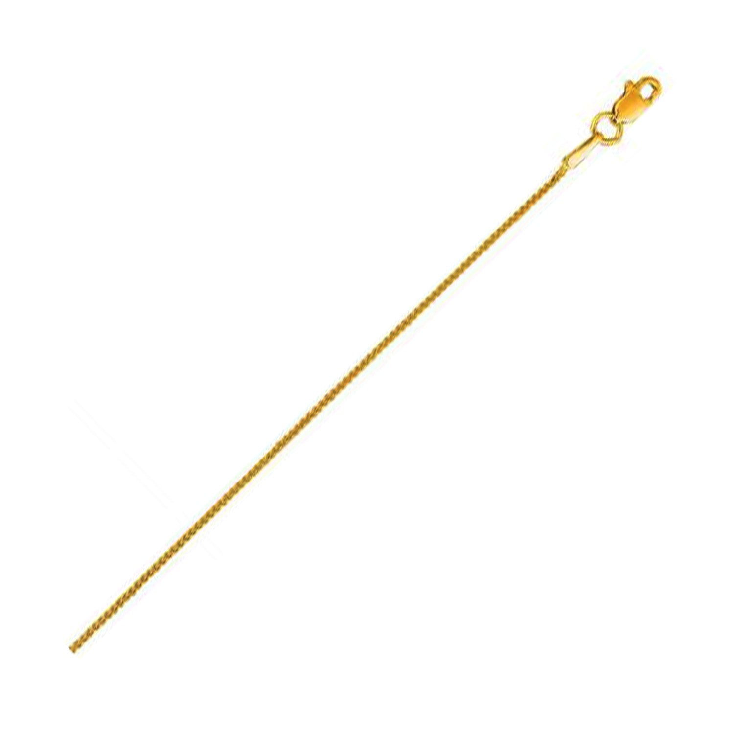14K Yellow Gold Round Wheat Chain – 0.80mm, Solid Gold