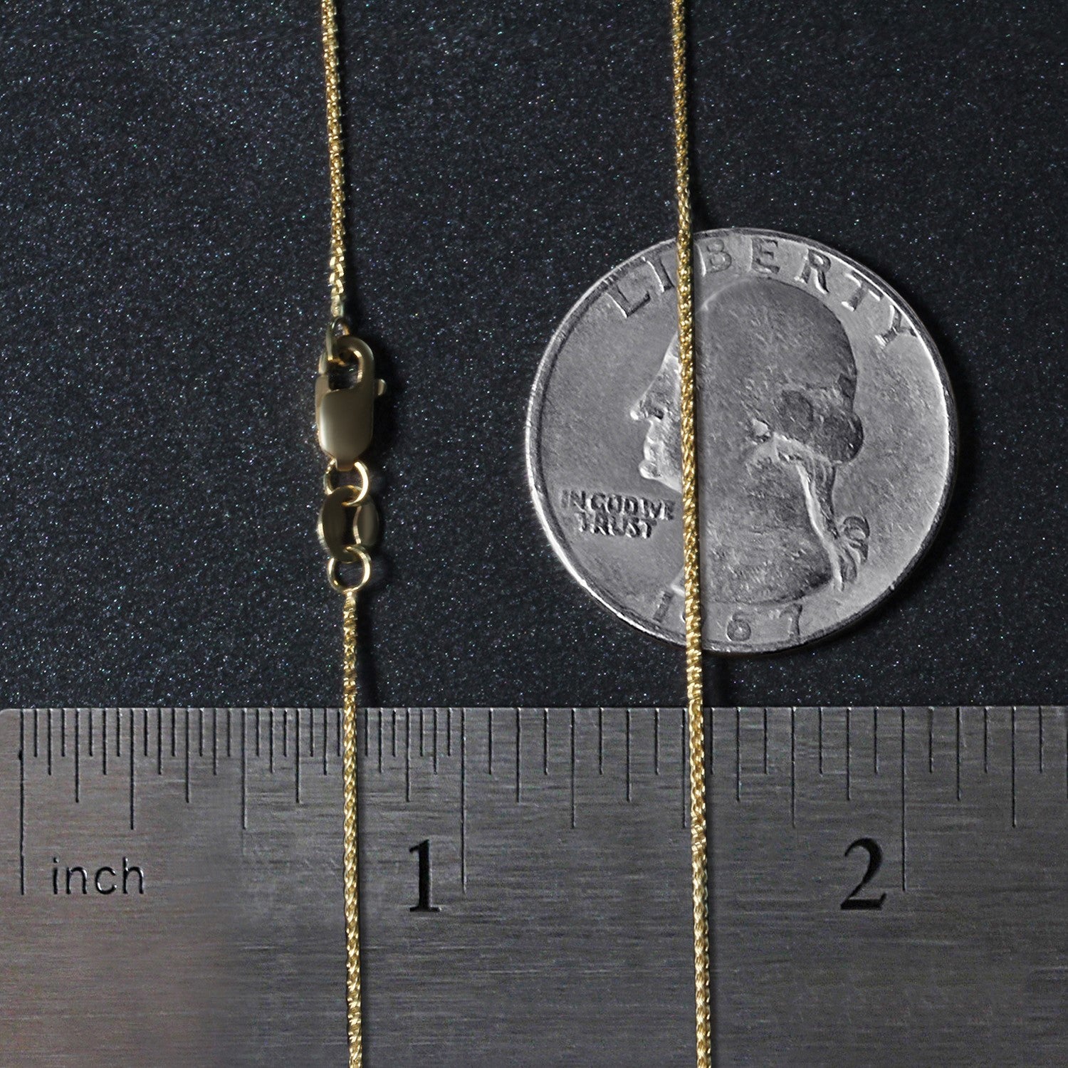 14K Yellow Gold Round Wheat Chain – 0.80mm, Solid Gold