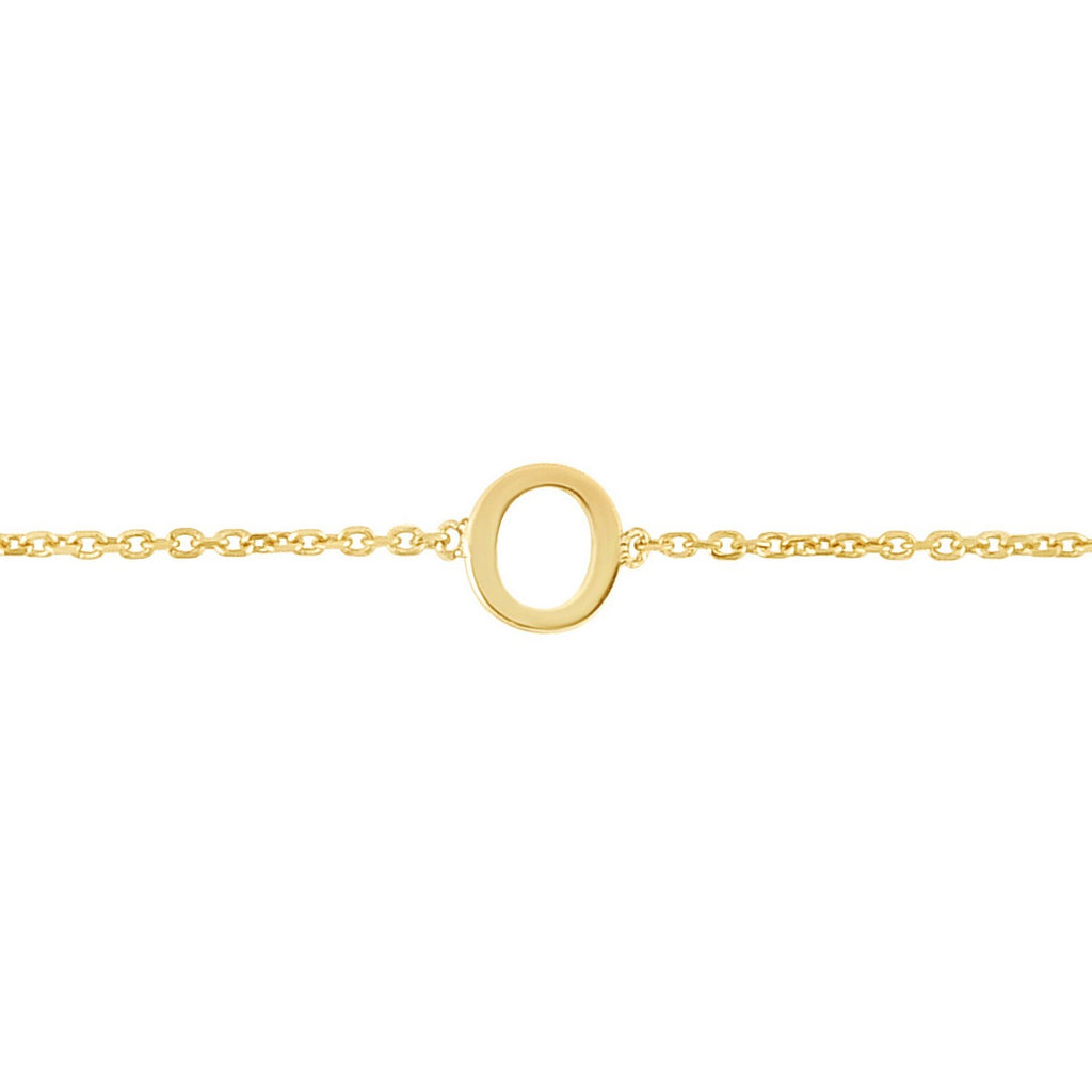 14K Yellow Gold Women's Mini Initial O Bracelet – 7 Inches – 14K Gold