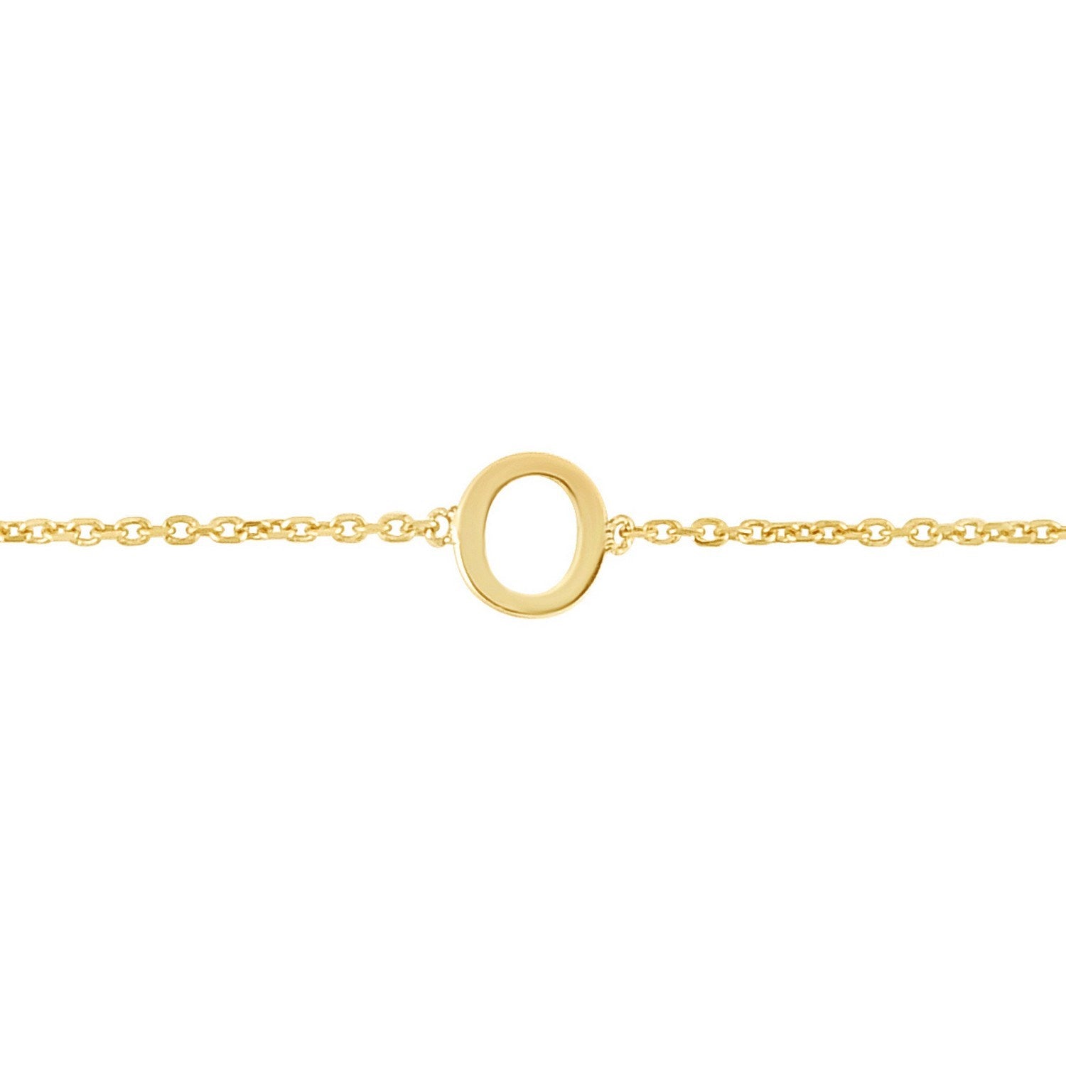 14K Yellow Gold Women's Mini Initial O Bracelet – 7 Inches – 14K Gold