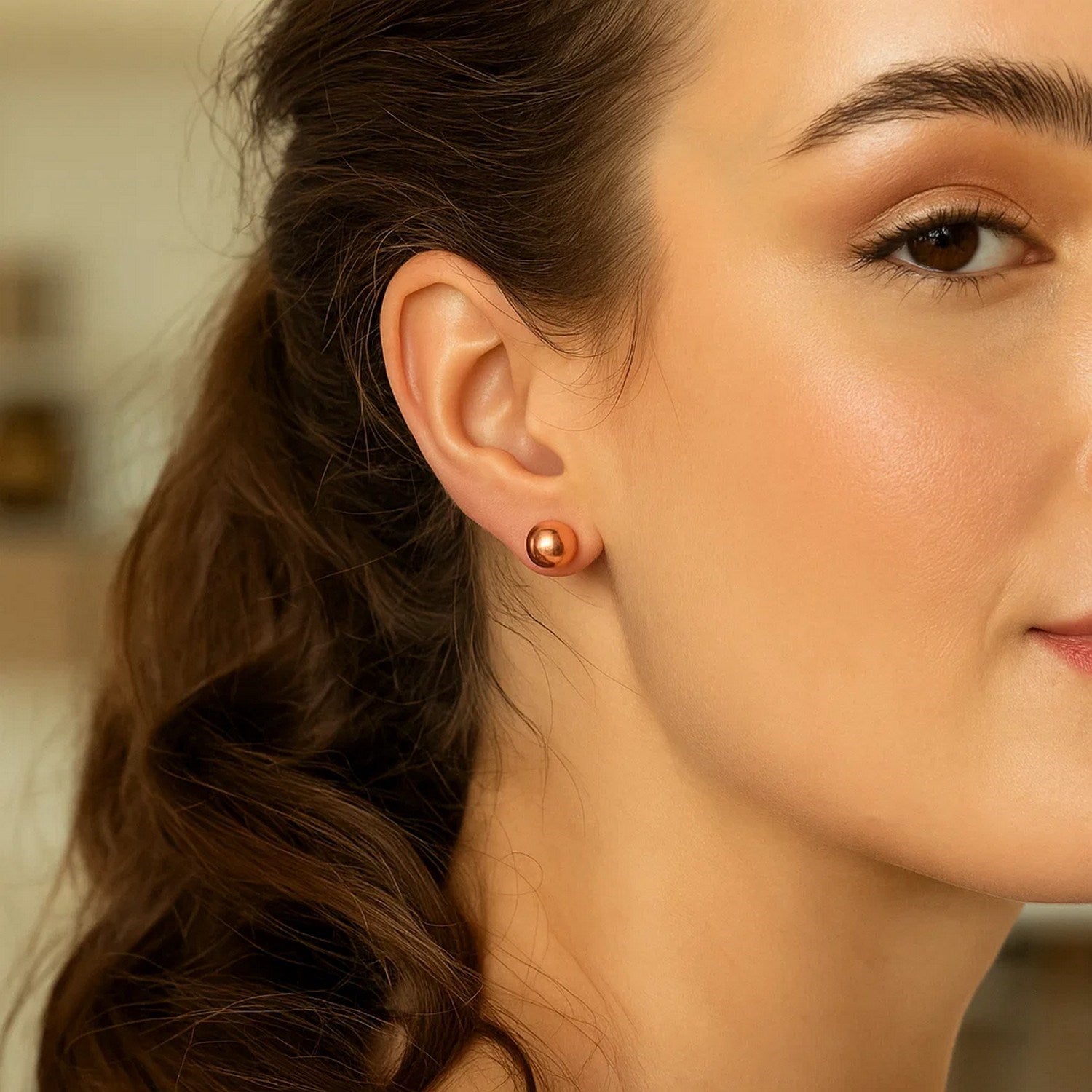 Classic Round Stud Earrings in 14k Rose Gold (7.00 mm)