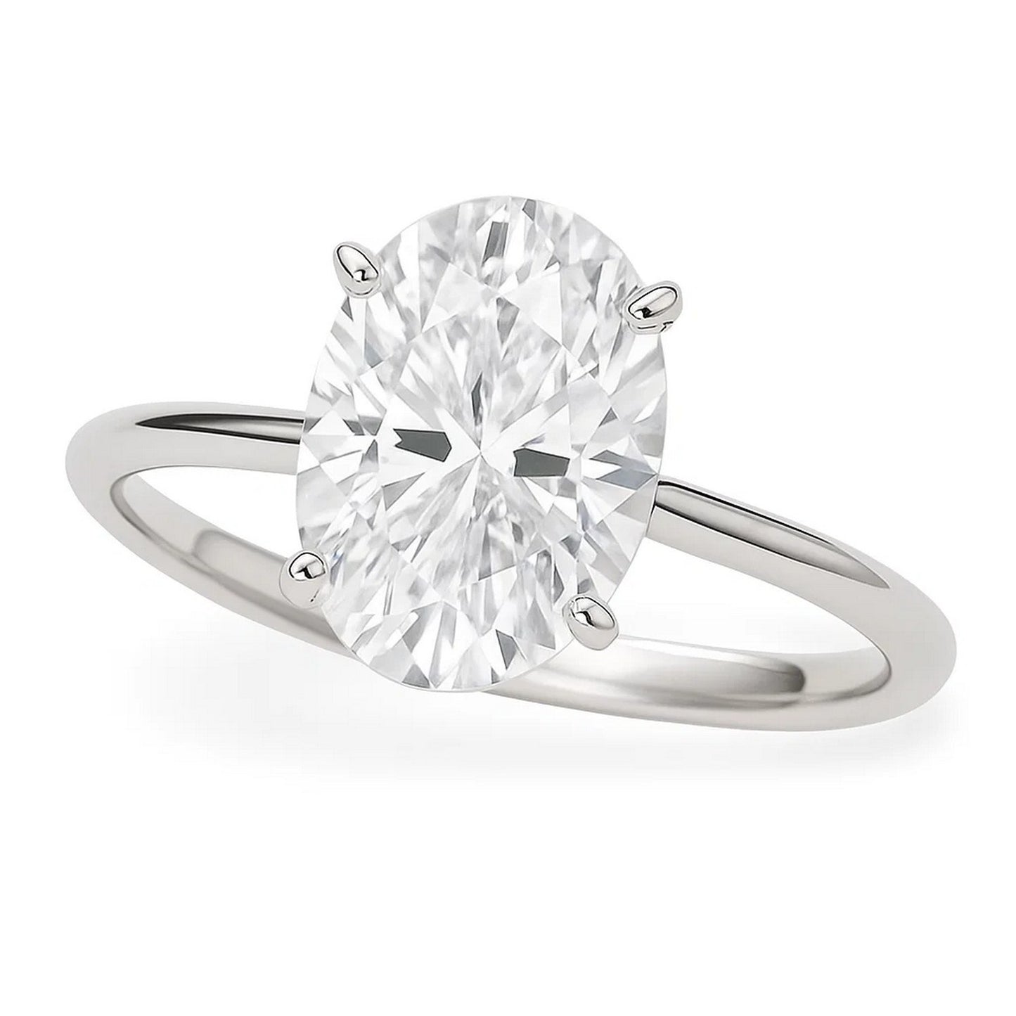 3 Carat Oval Lab-Grown Diamond Solitaire Ring | IGI Certified | 14K White Gold
