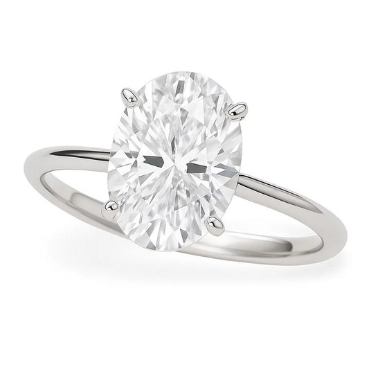 3 Carat Oval Lab-Grown Diamond Solitaire Ring | IGI Certified | 14K White Gold